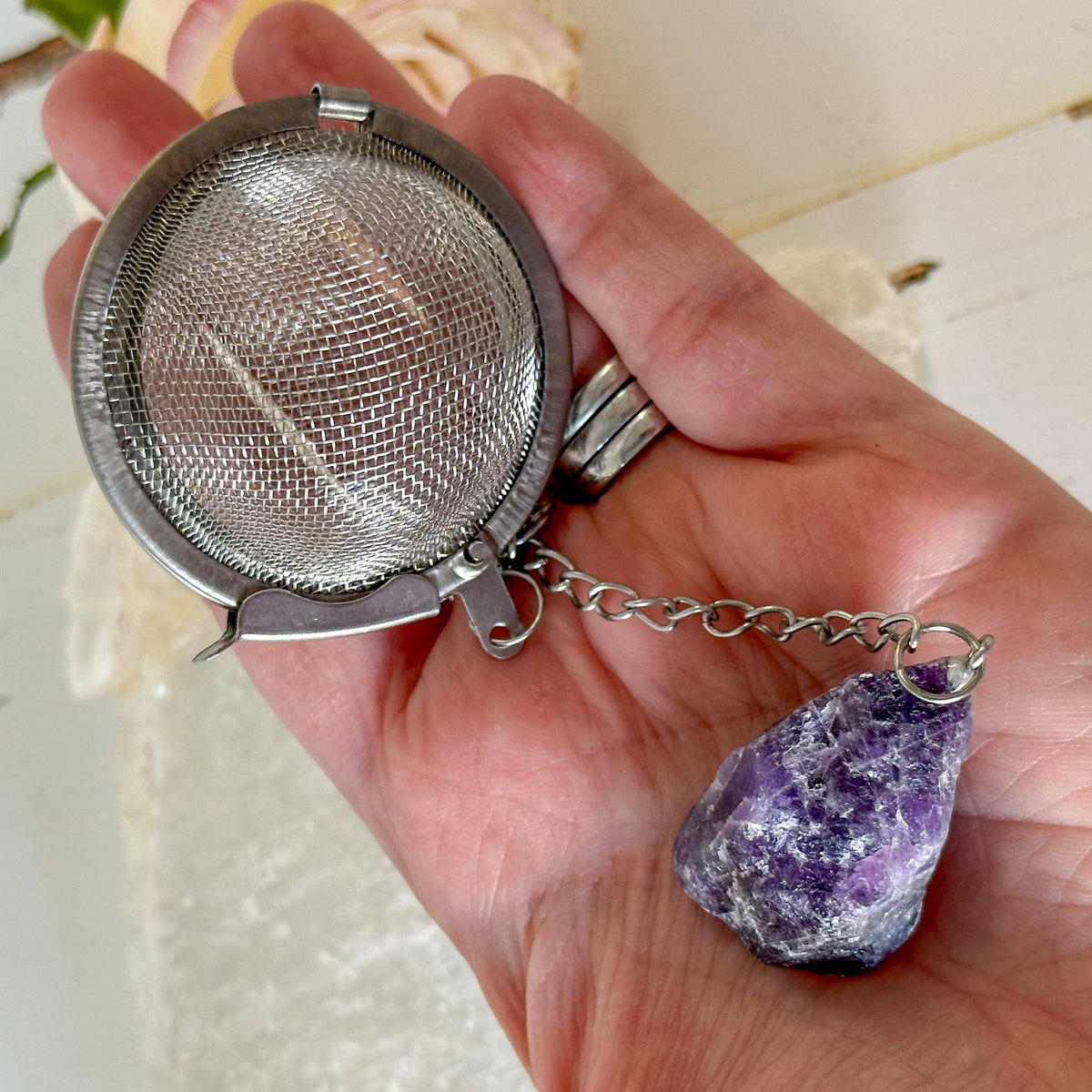 Fluoite Crystal Tea Strainer #934-Happily Zen
