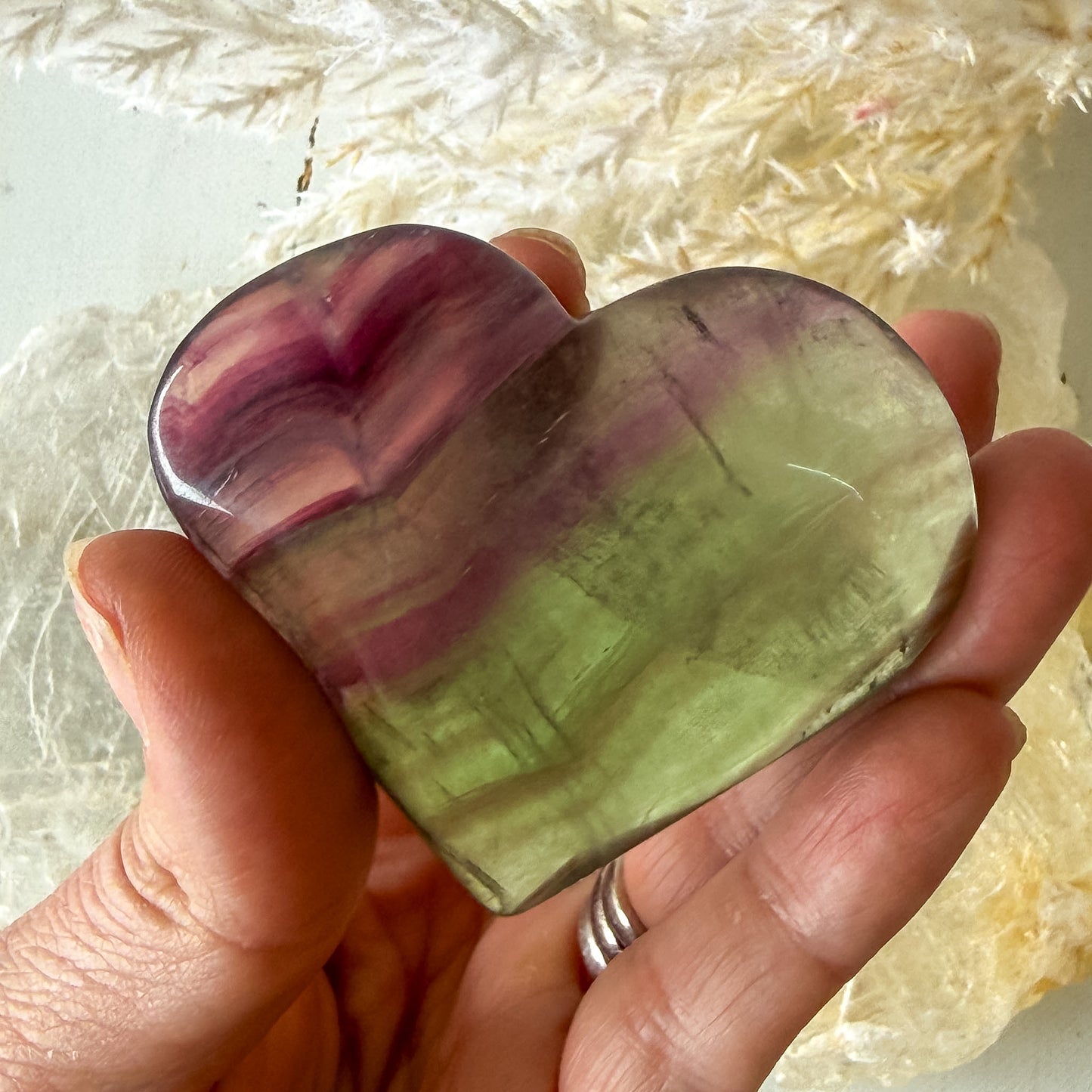 Fluorite Heart #1358-Happily Zen