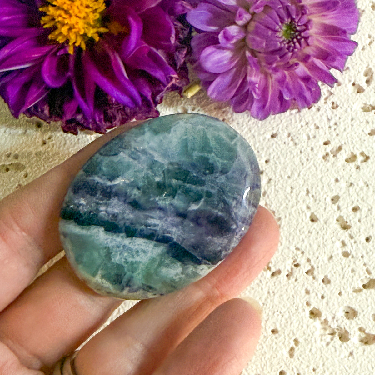 Fluorite Worry Stone #1331-Happily Zen