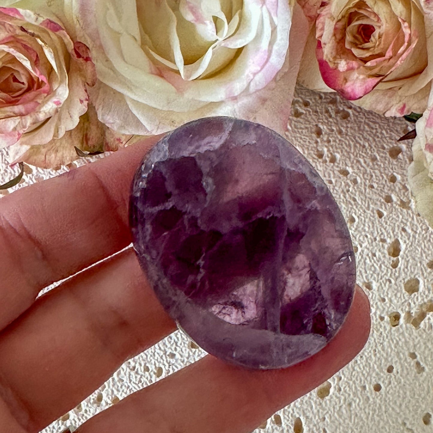 Fluorite Worry Stone #954-Happily Zen