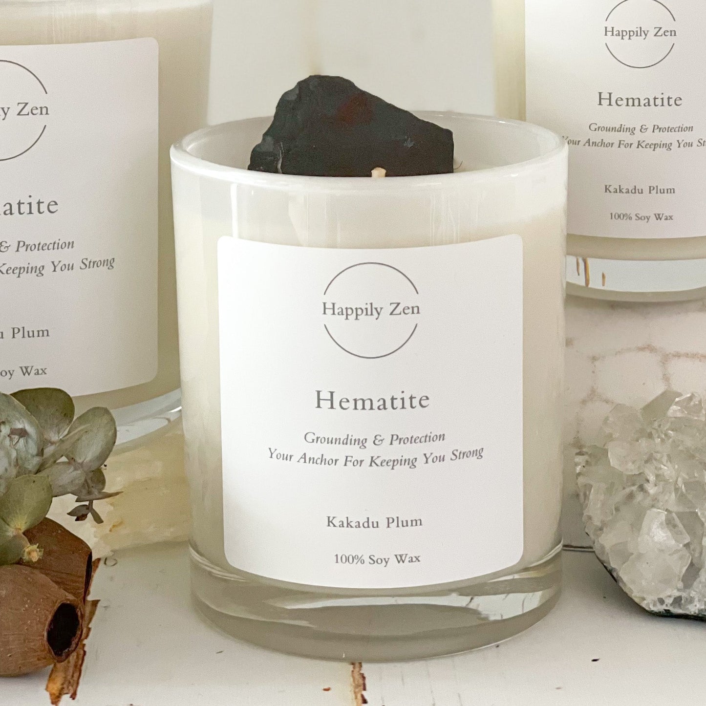 Hematite - Kakadu Plum Candle-Happily Zen