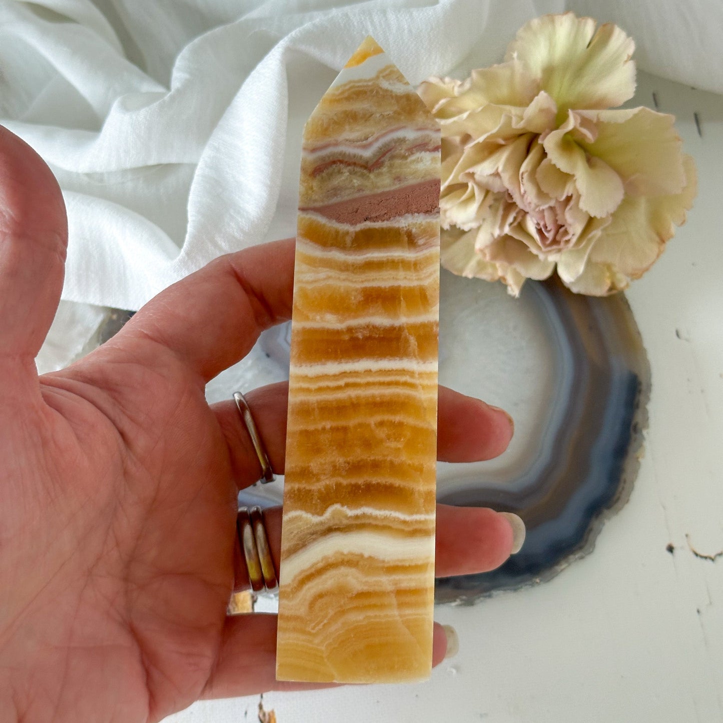 Honey Calcite Tower #792-Happily Zen