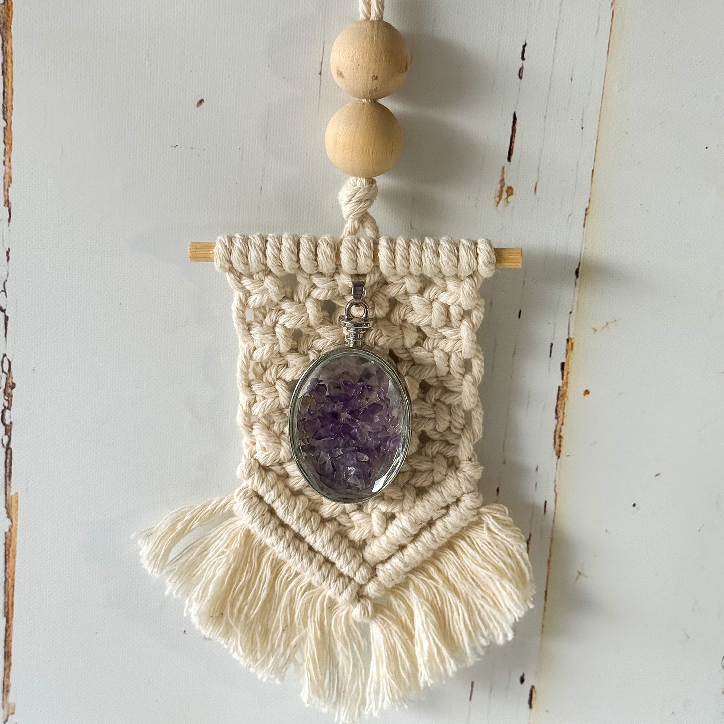 Macramé Amethyst Oil Diffuser #1277-Happily Zen
