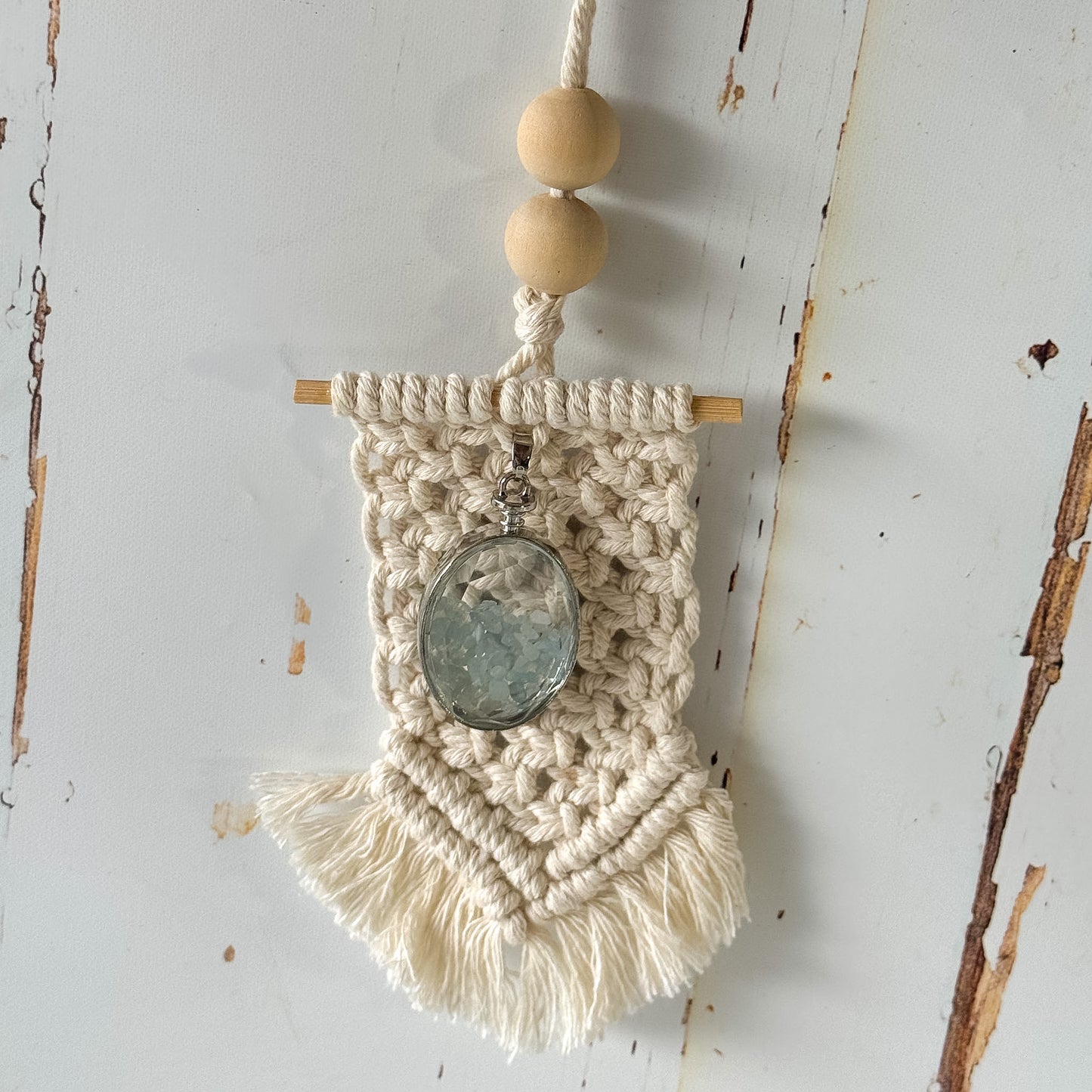 Macramé Aquamarine Oil Diffuser #1278-Happily Zen