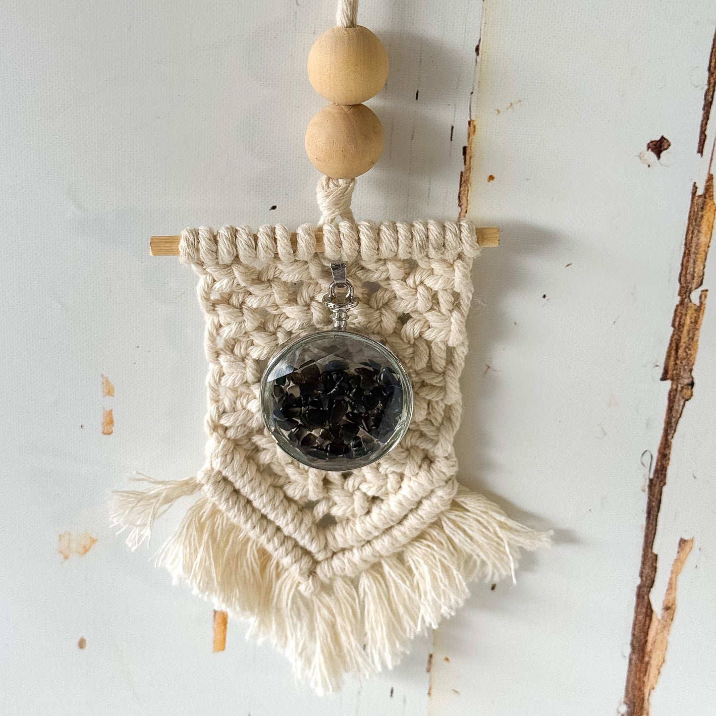 Macramé Obsidian Oil Diffuser #1275-Happily Zen
