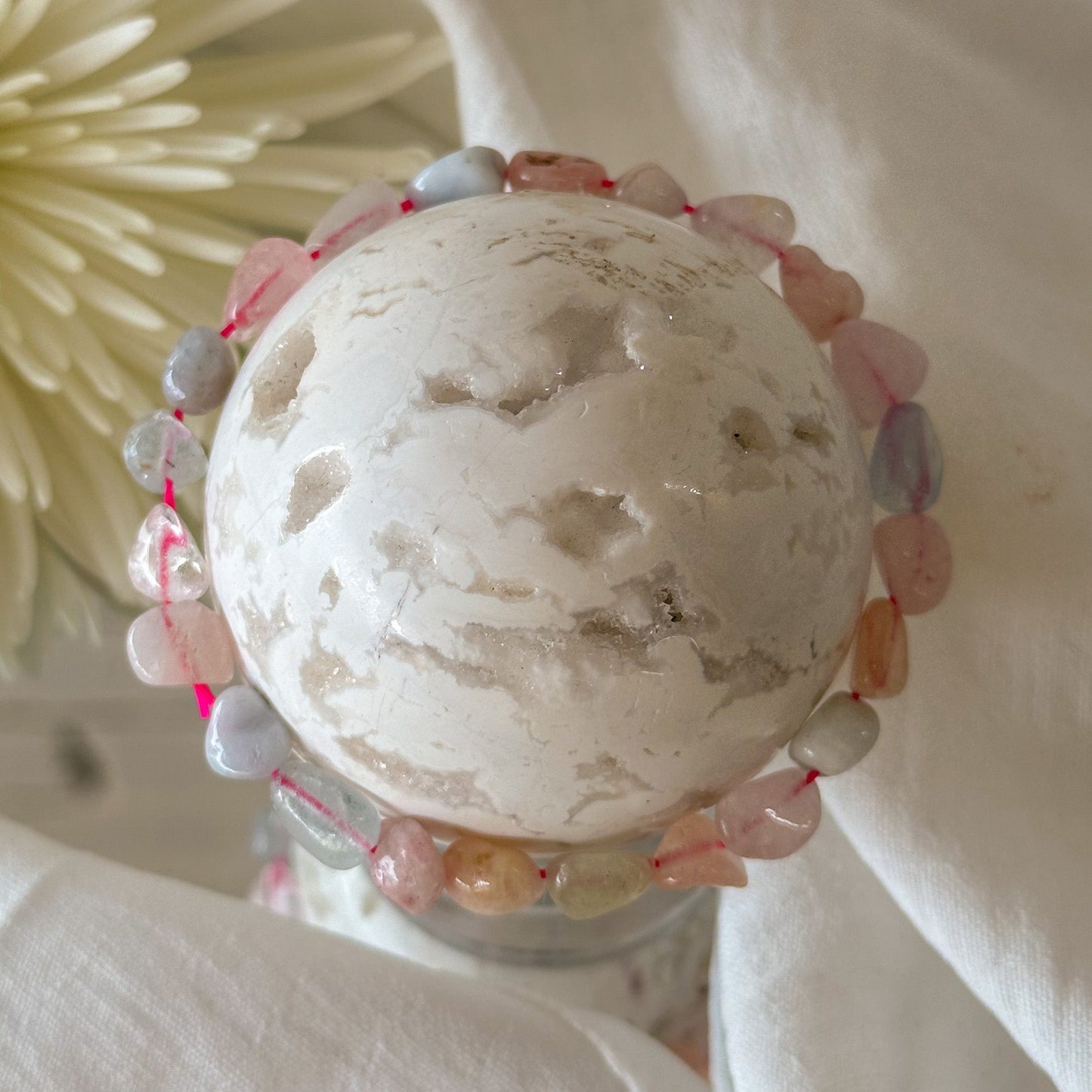 Morganite Pebble Bracelet-Happily Zen