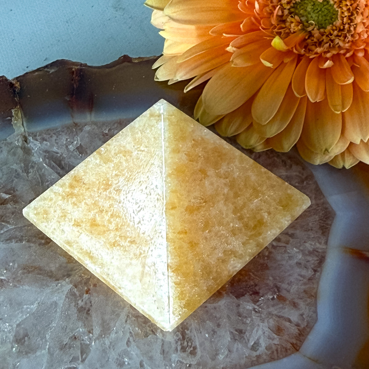 Orange Calcite Pyramid #1375-Happily Zen
