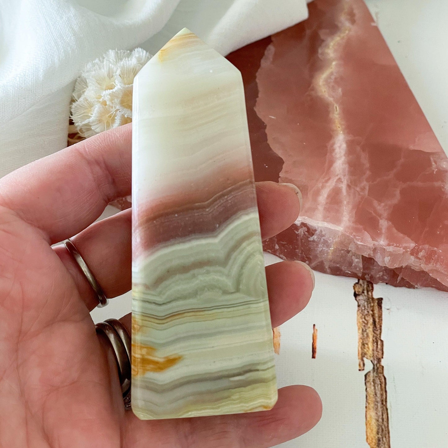 Pink Banded Onyx Tower #450-Happily Zen