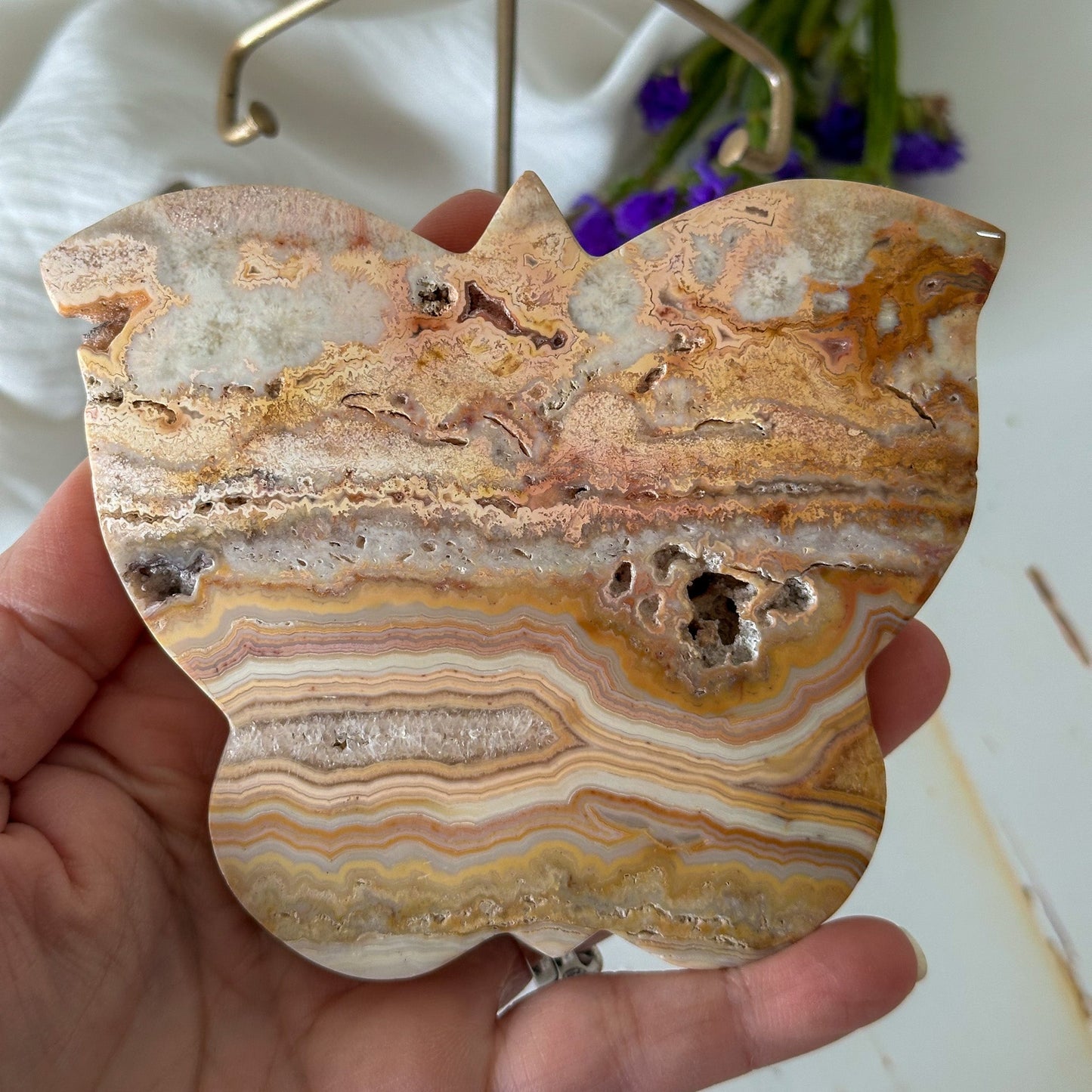 Pink Crazy Lace Agate Butterfly #846-Happily Zen