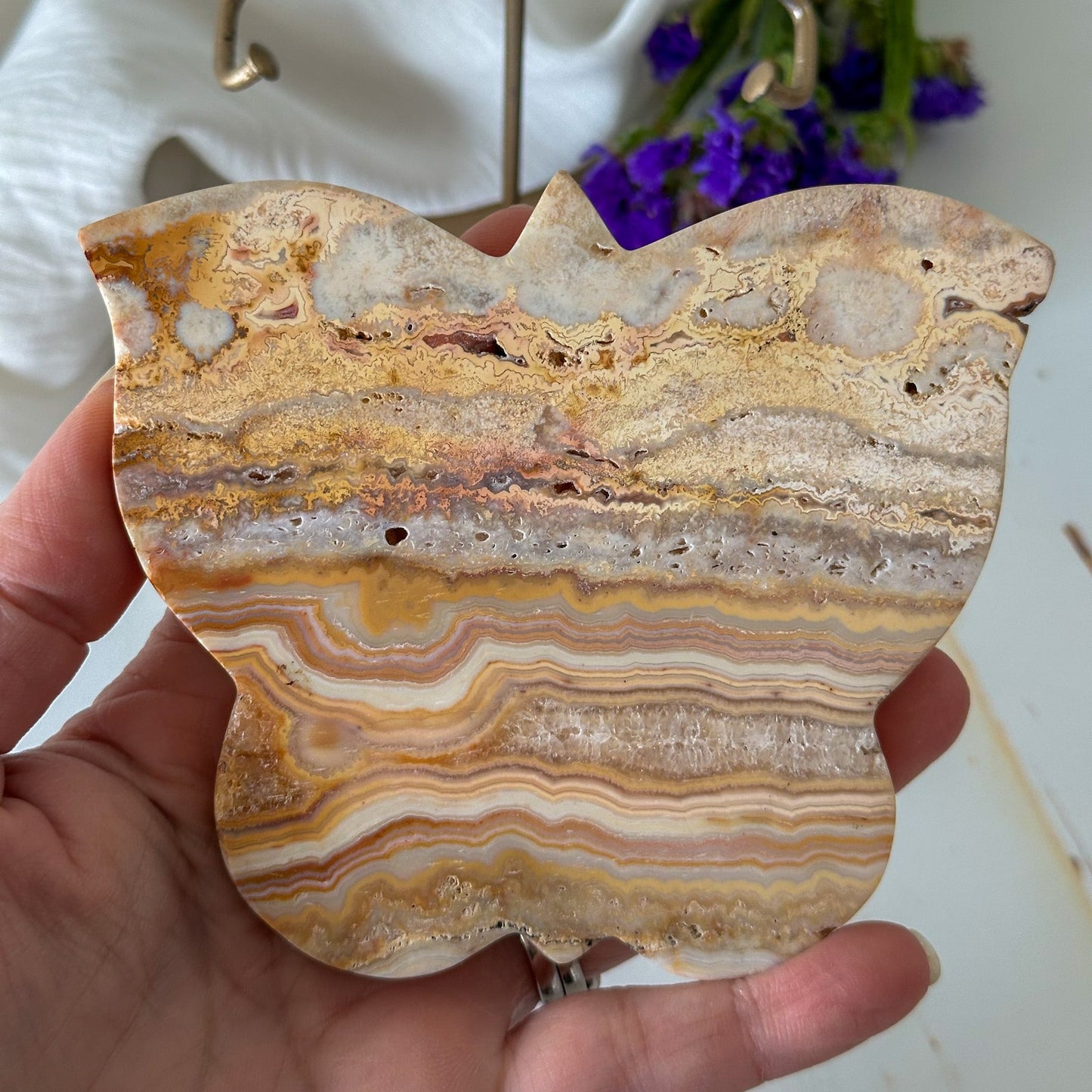 Pink Crazy Lace Agate Butterfly #846-Happily Zen