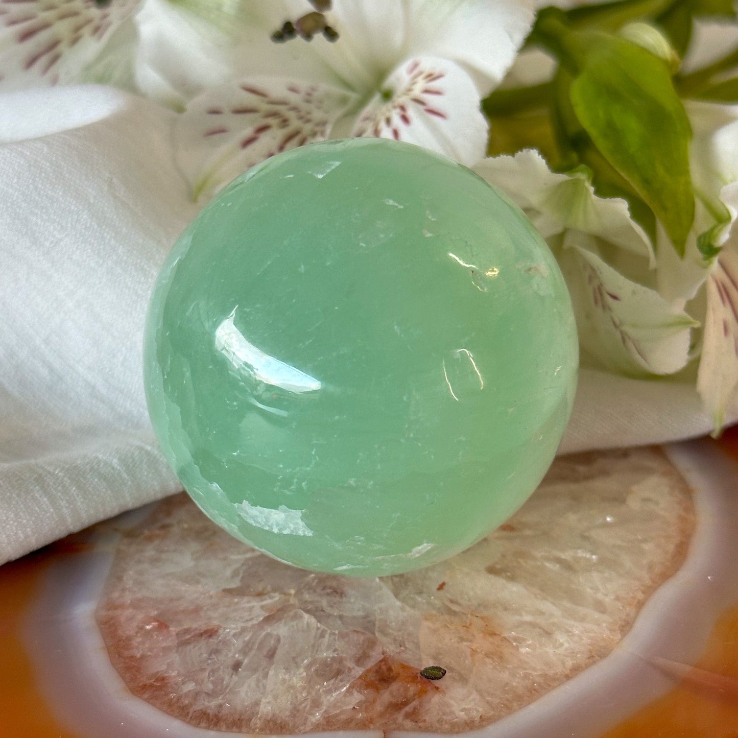 Pistachio Calcite Sphere #943-Happily Zen