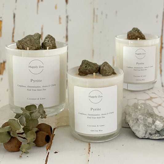 Pyrite - Coconut & Lime Candle-Happily Zen