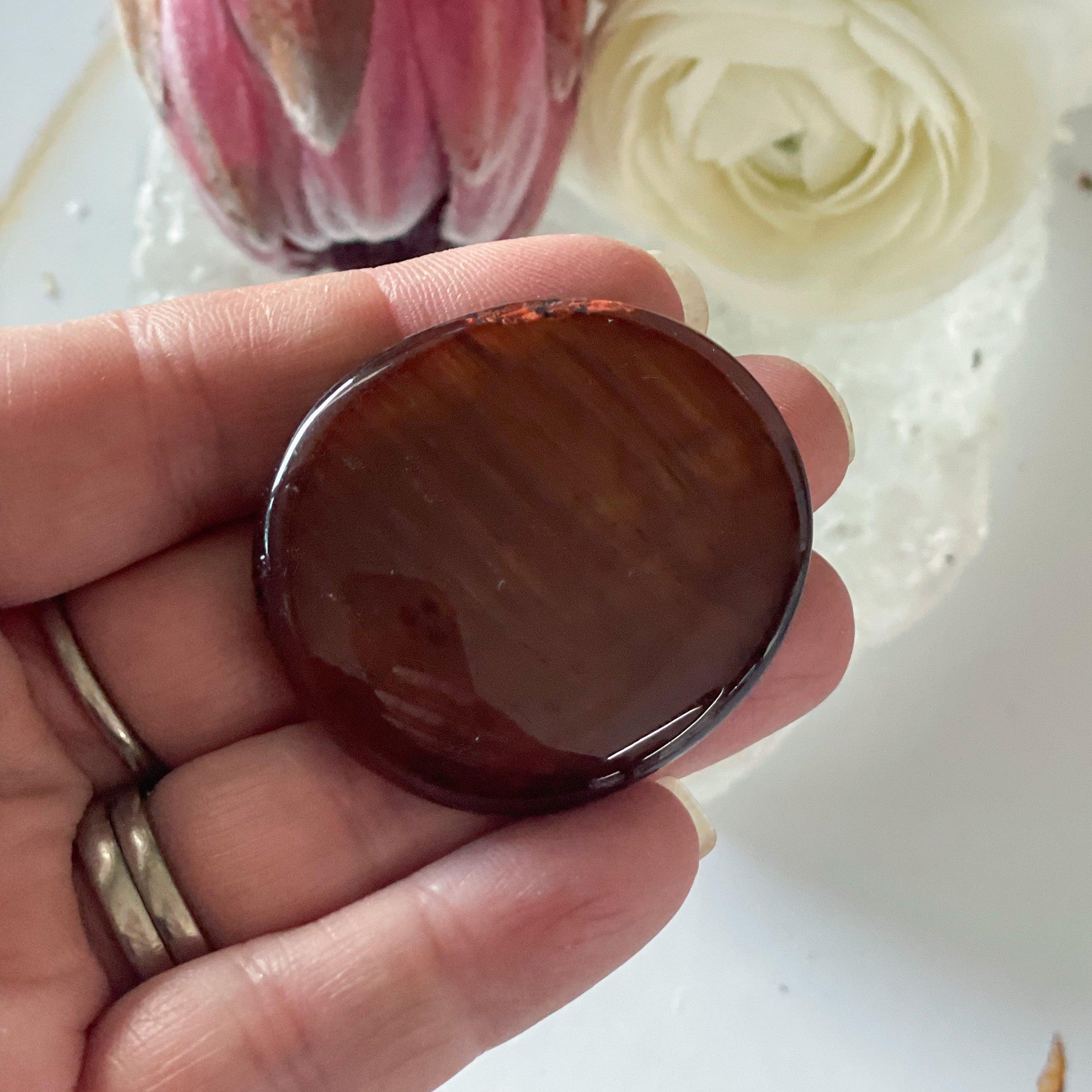 Red Tigers Eye Palm Stone #208-Happily Zen