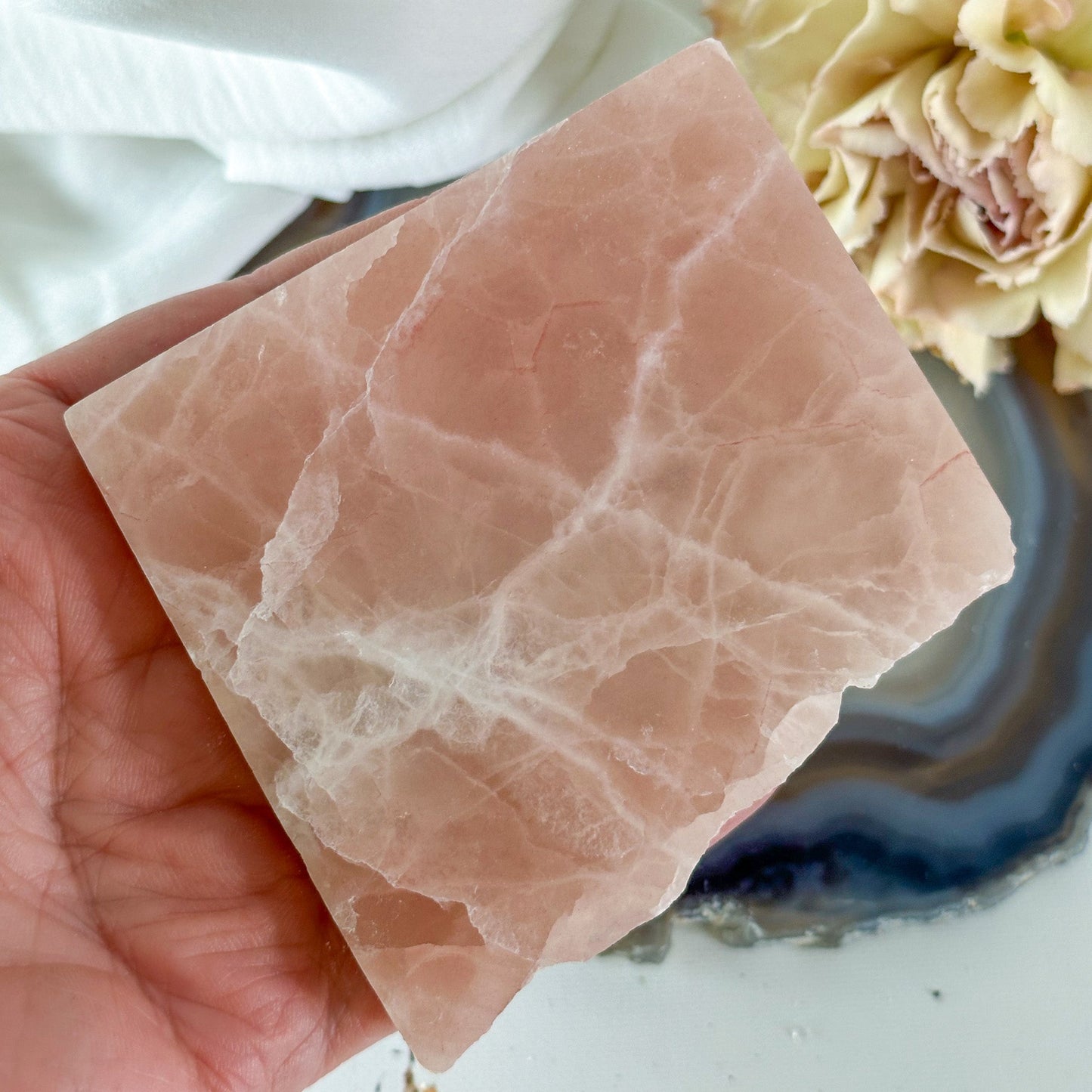 Rose Calcite Slice #693-Happily Zen