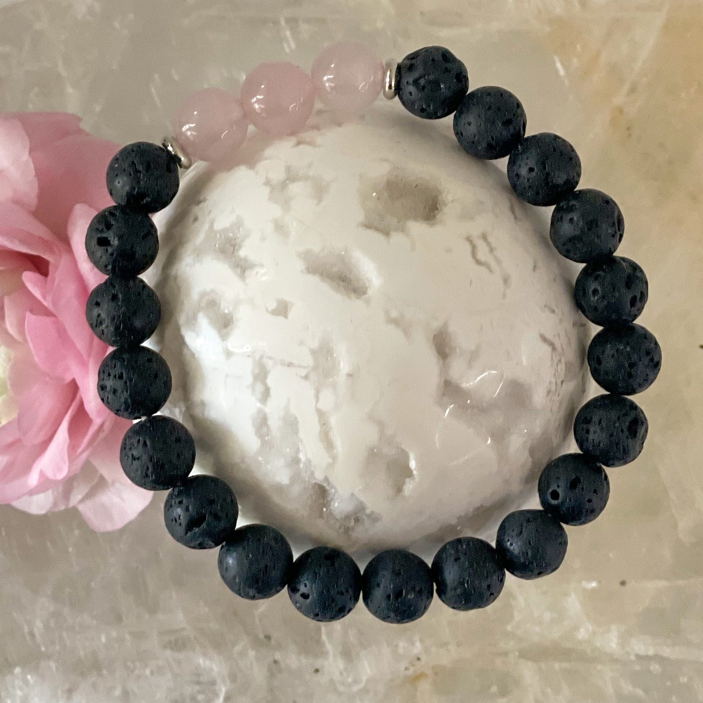 Rose Quartz Essential Oil Diffuser Bracelet-Happily Zen