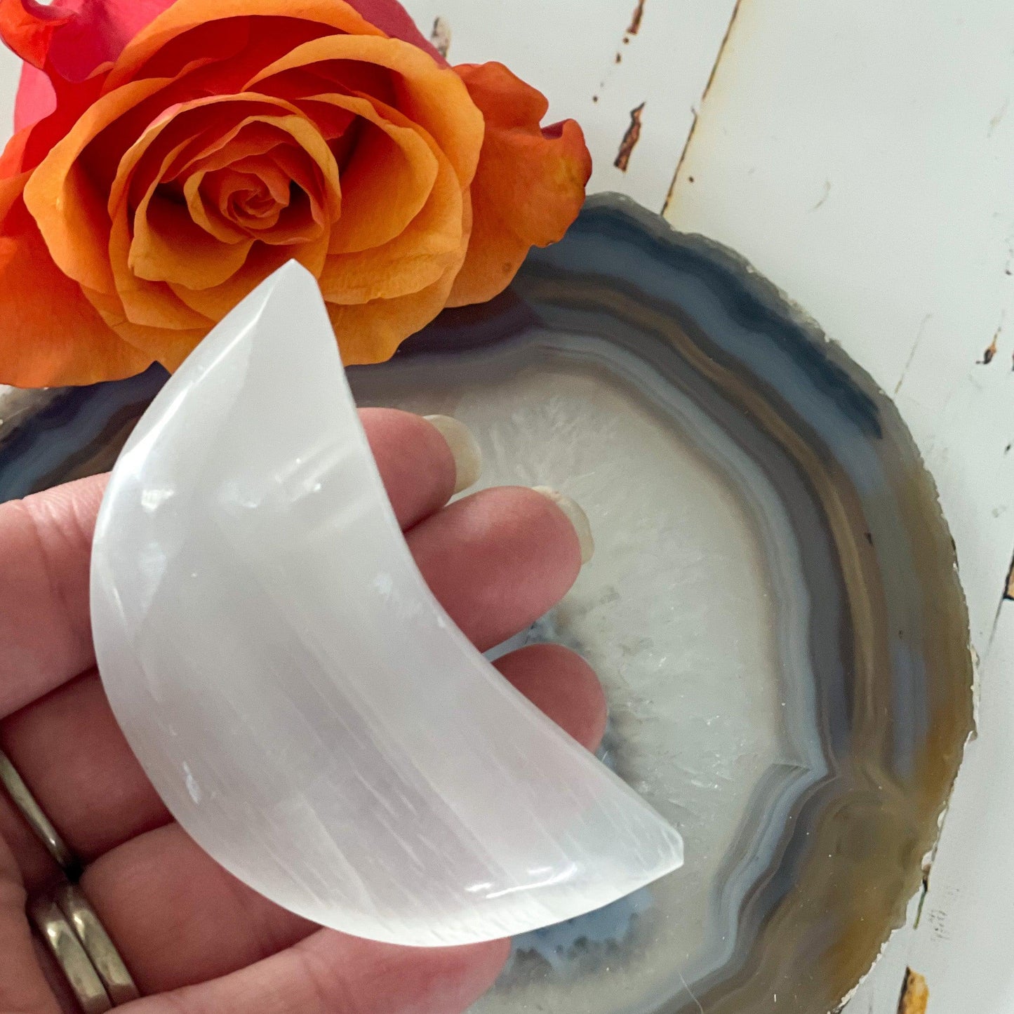 Selenite Moon - Intuitively Chosen-Happily Zen