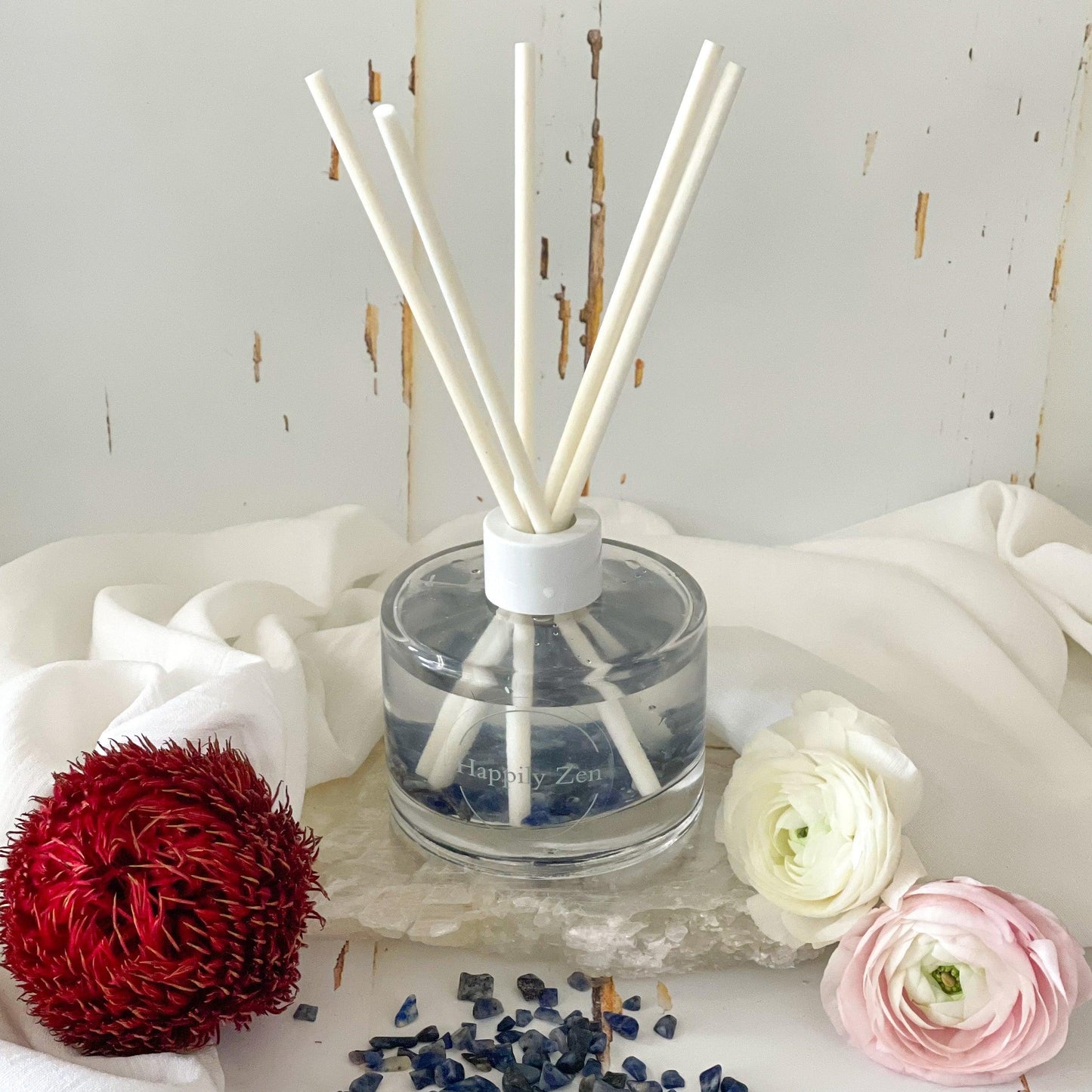 Sodalite and Clear Quartz Reed Diffuser-Happily Zen