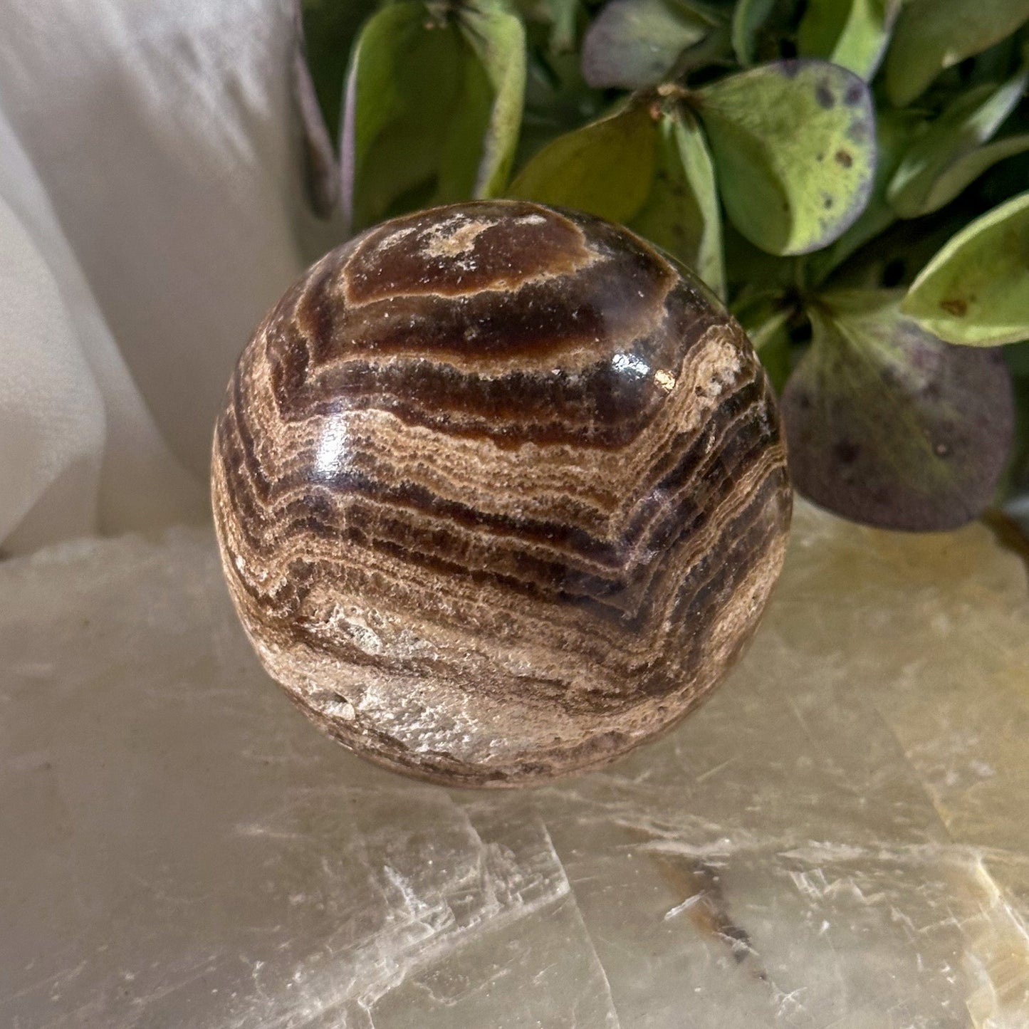 Travertine Sphere #775-Happily Zen