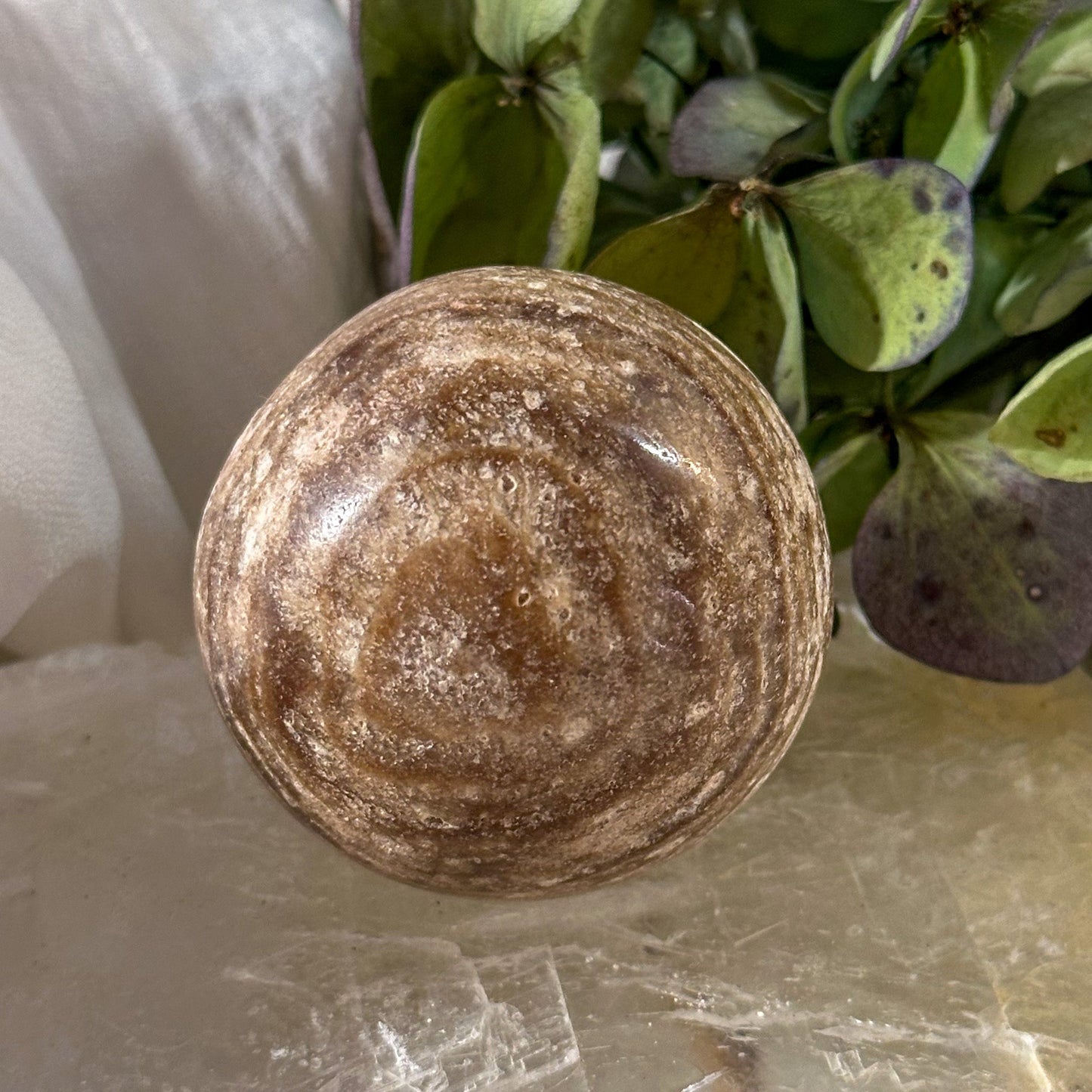 Travertine Sphere #776-Happily Zen