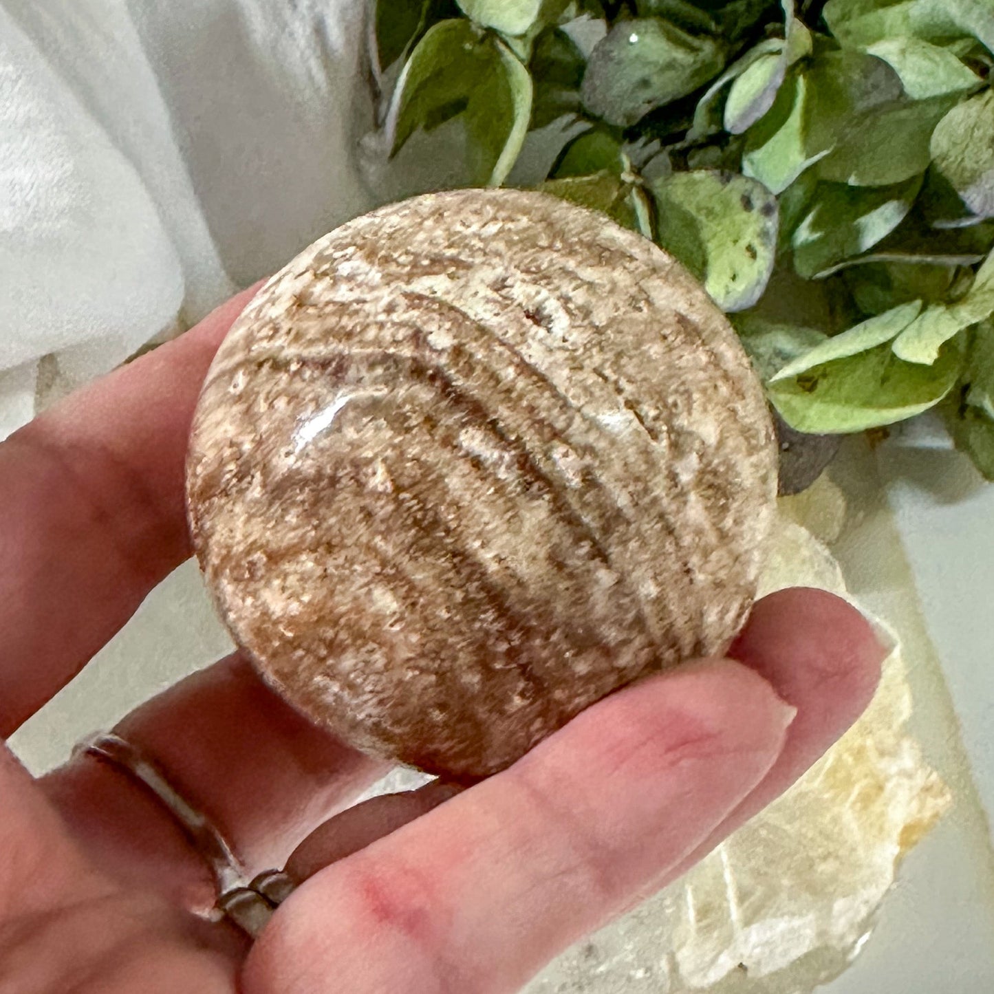 Travertine Sphere #776-Happily Zen