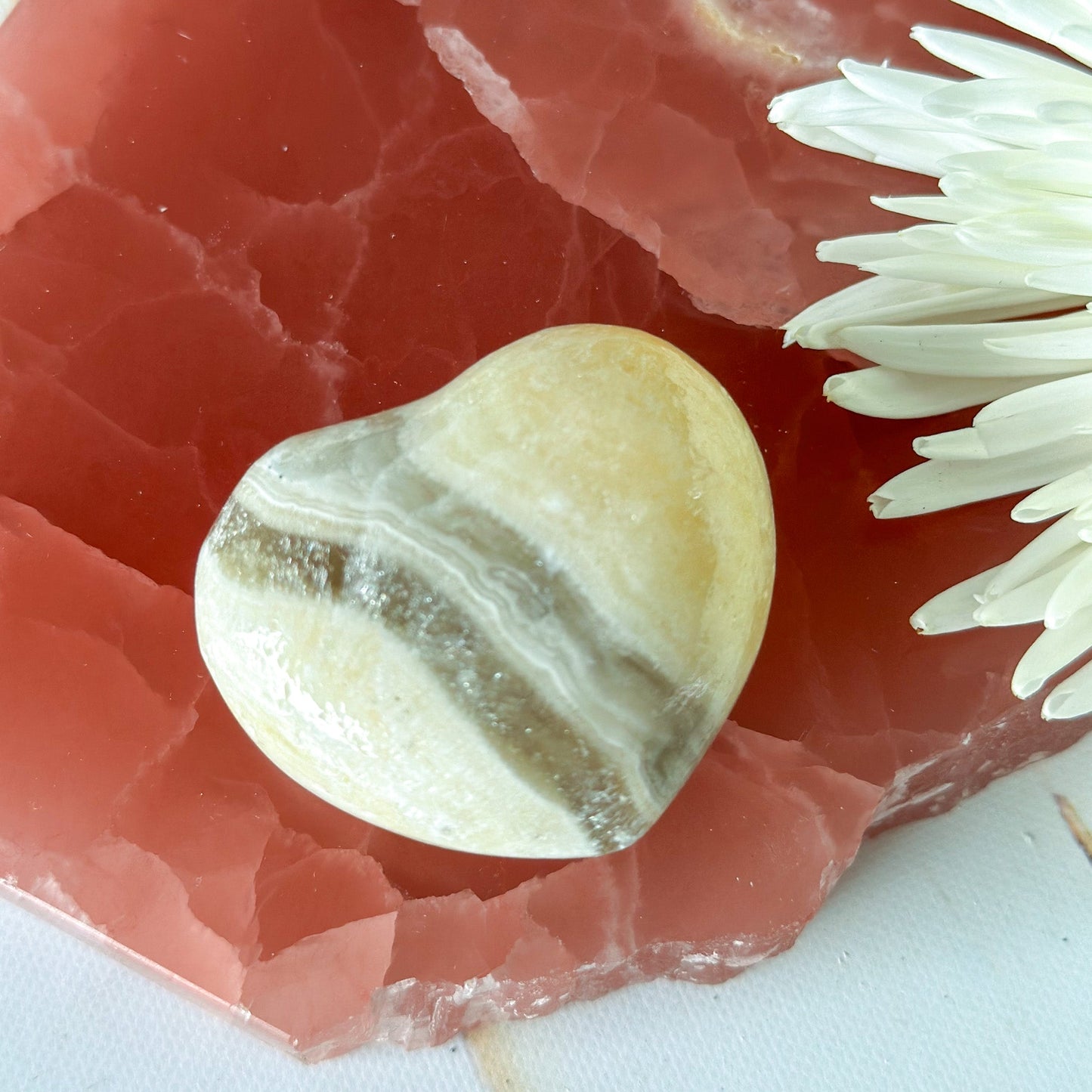 Zebra Calcite Heart #807-Happily Zen