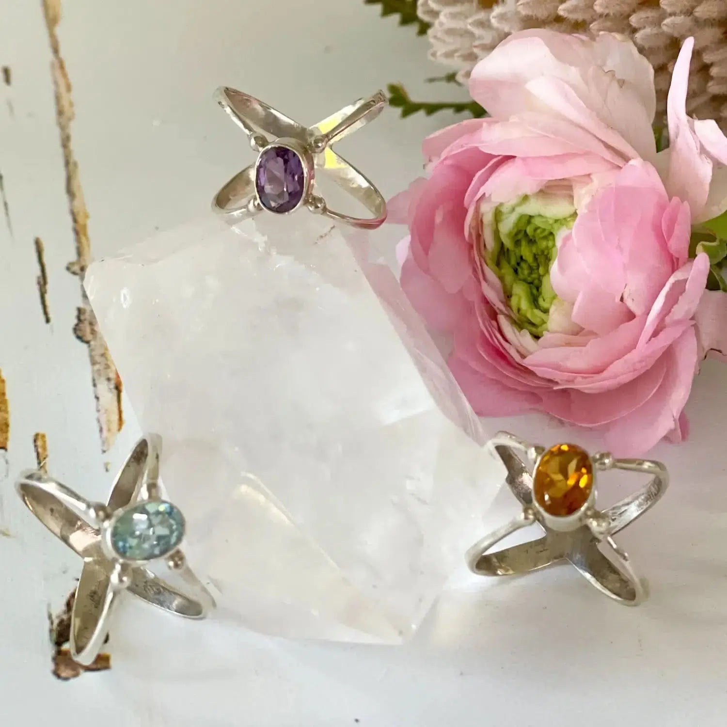 Sterling Silver Crystal Rings - Happily Zen