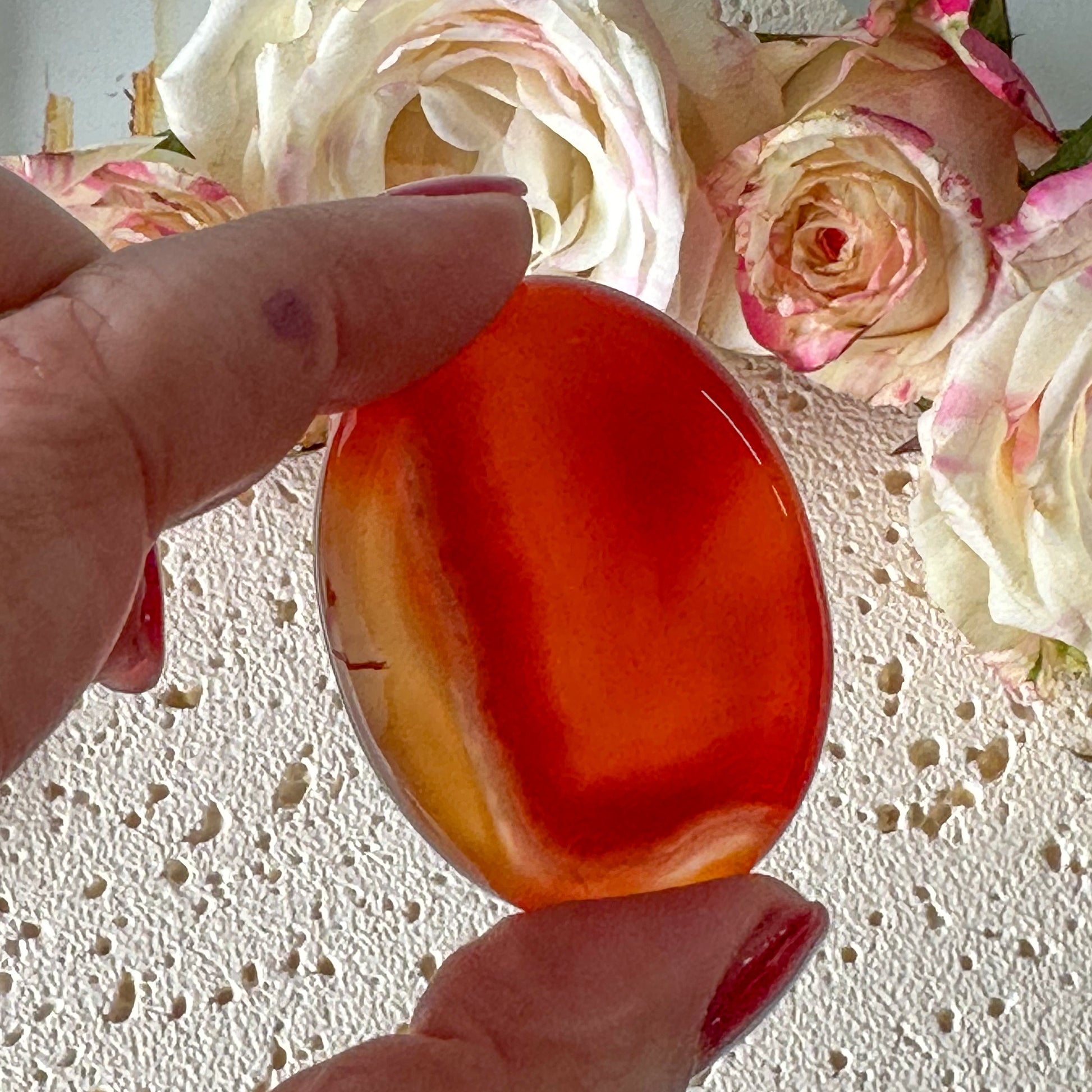 Carnelian Worry Stone #991-Happily Zen