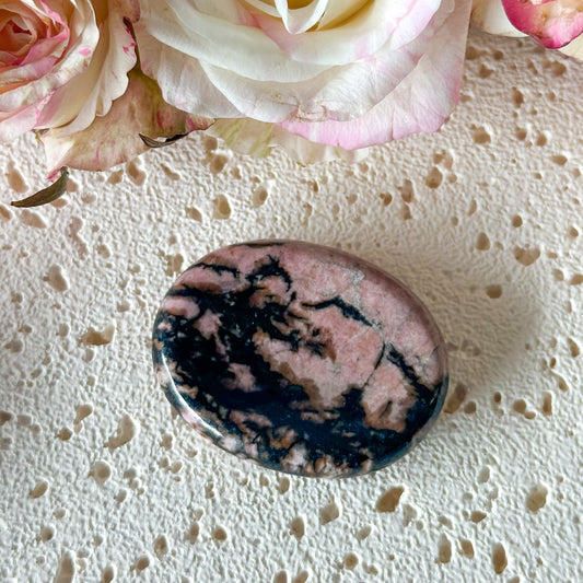 Rhodonite Worry Stone #972-Happily Zen
