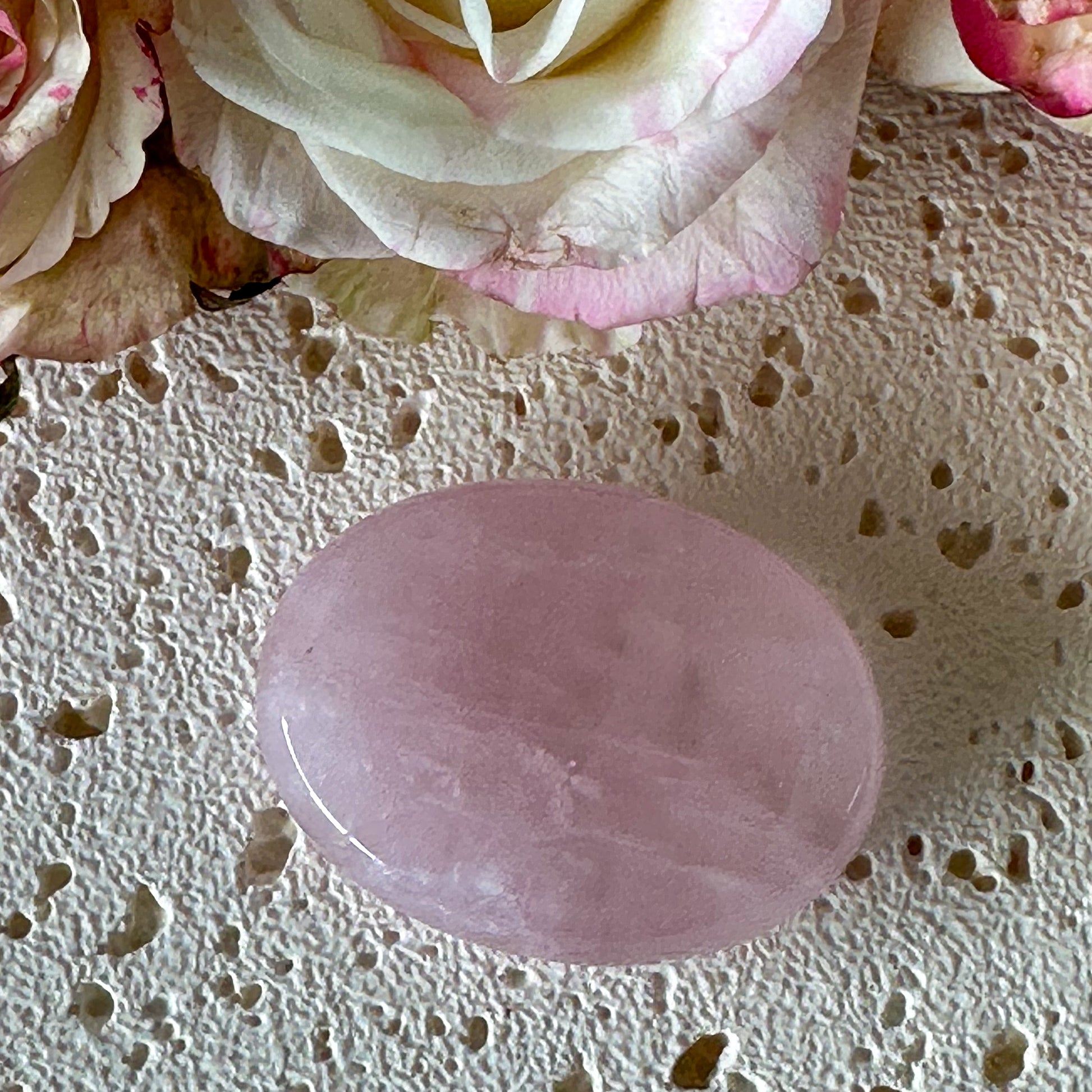 Rose Quartz Worry Stone #981-Happily Zen