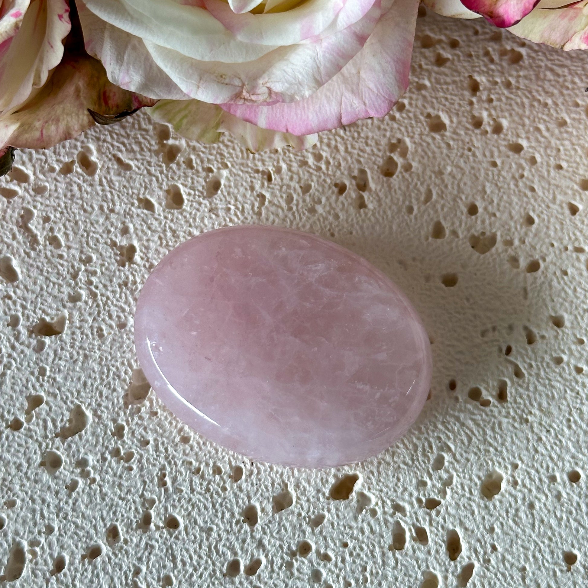 Rose Quartz Worry Stone #982-Happily Zen