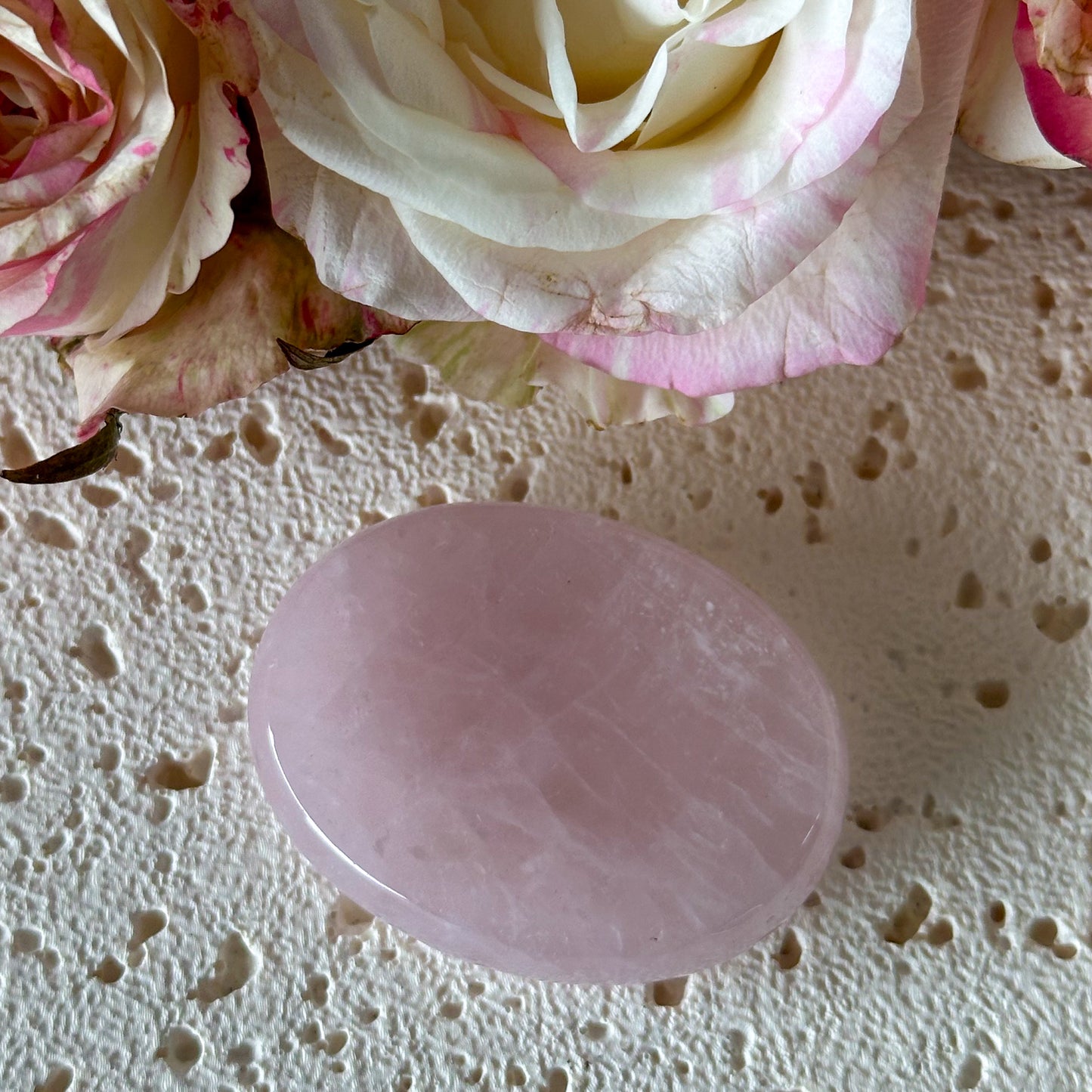 Rose Quartz Worry Stone #983-Happily Zen