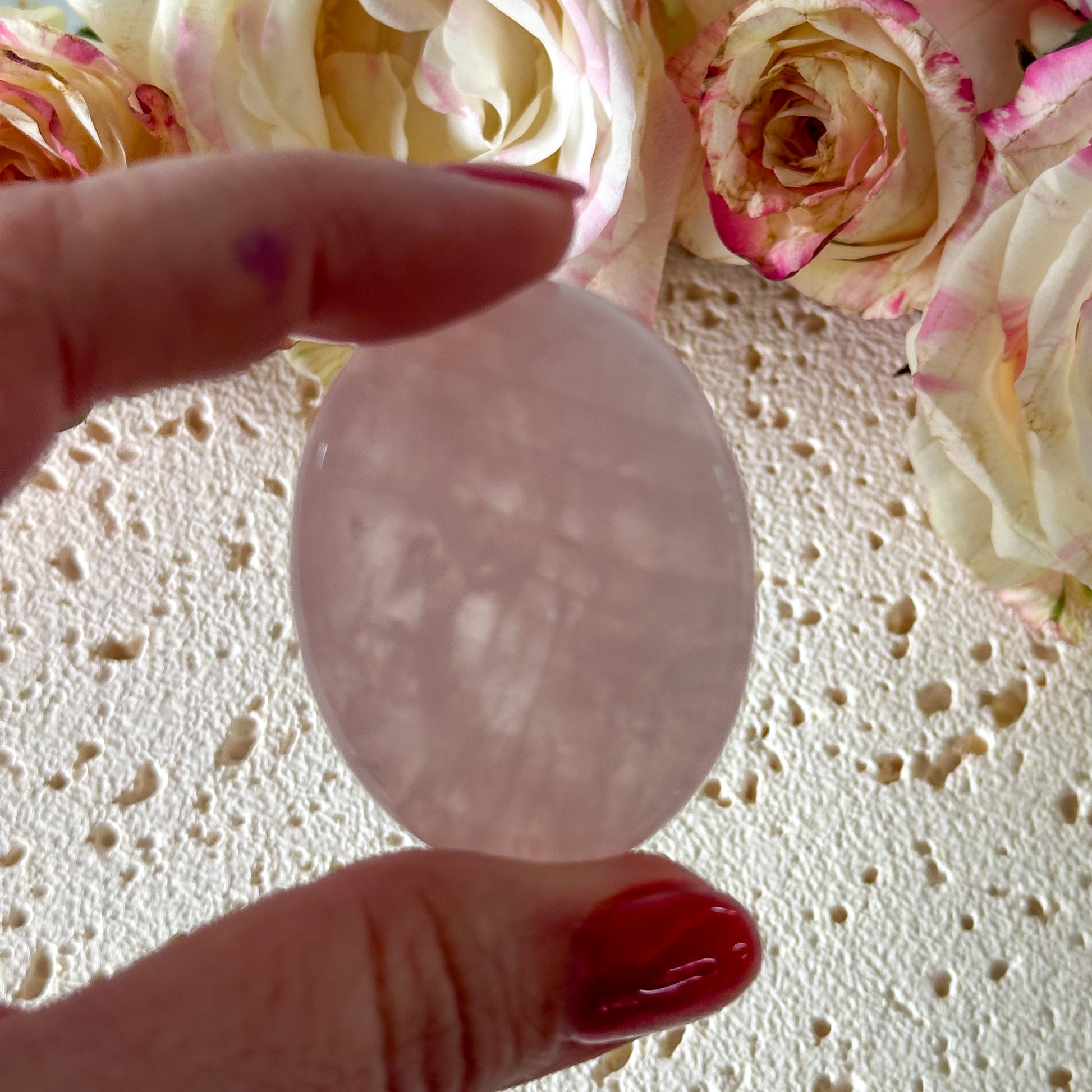 Rose Quartz Worry Stone #983-Happily Zen