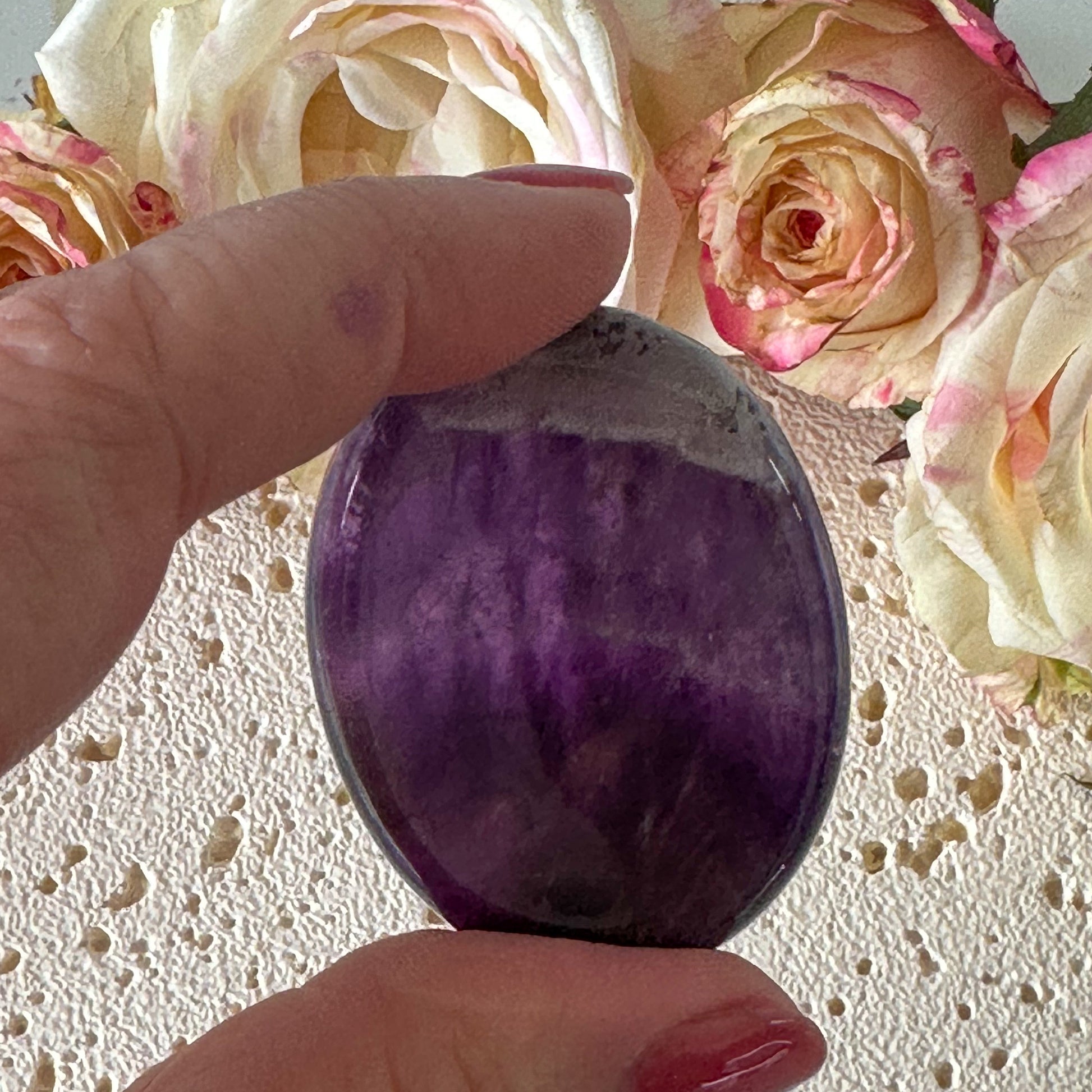 Amethyst Worry Stone #986-Happily Zen