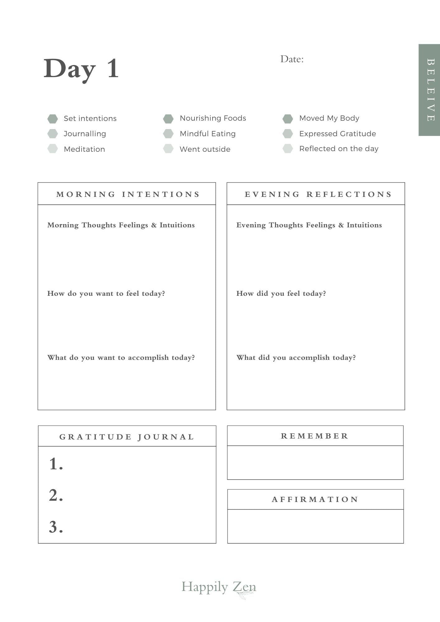 30 Day Journal of Self Discovery-Happily Zen