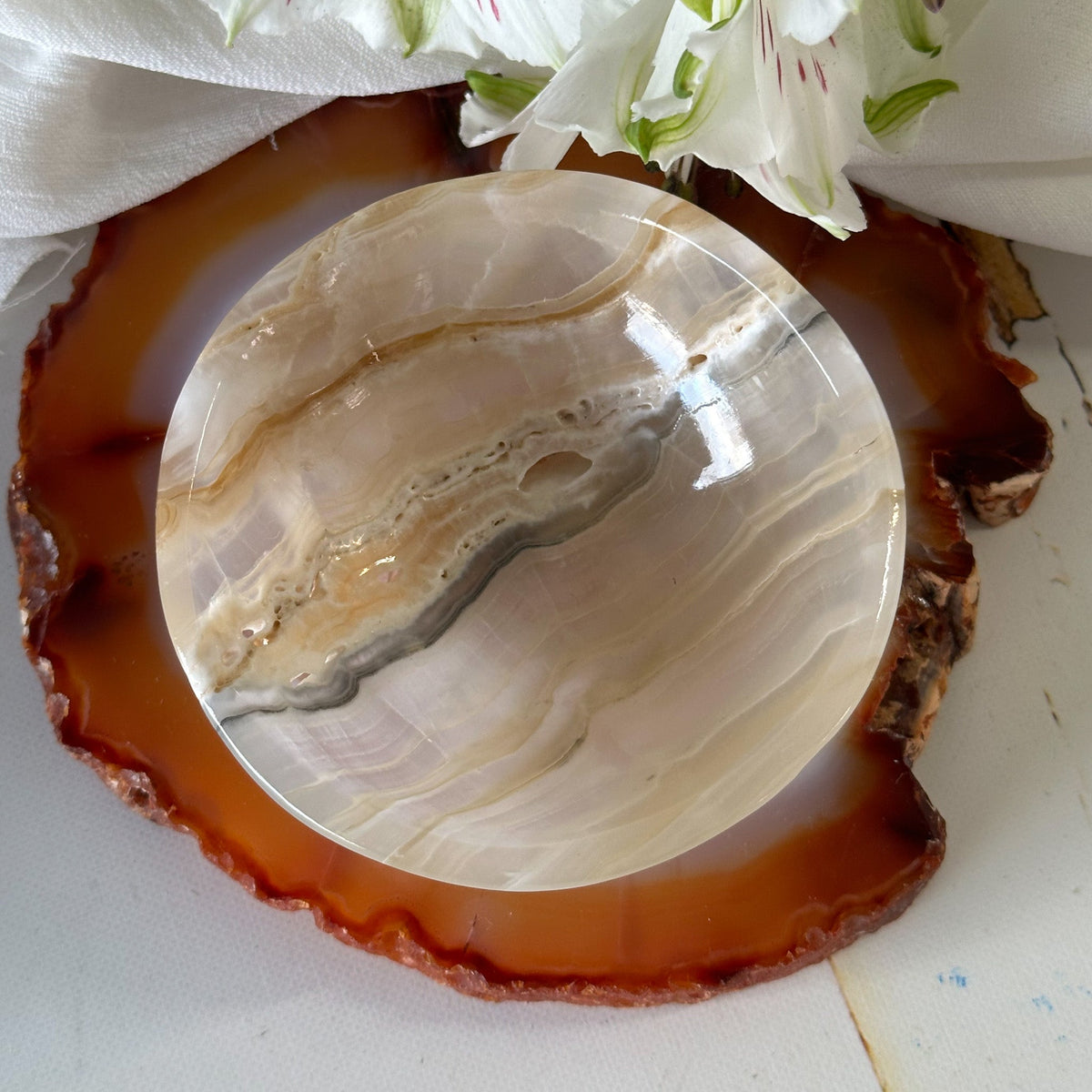 Amber Onyx Bowl #841-Happily Zen