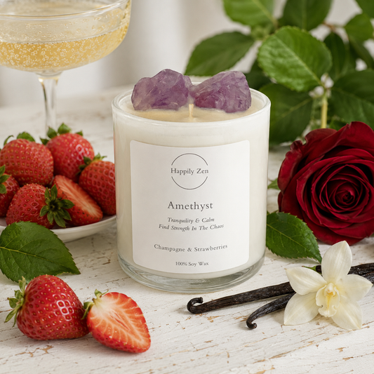 Amethyst - Champagne and Strawberries Candle-Happily Zen