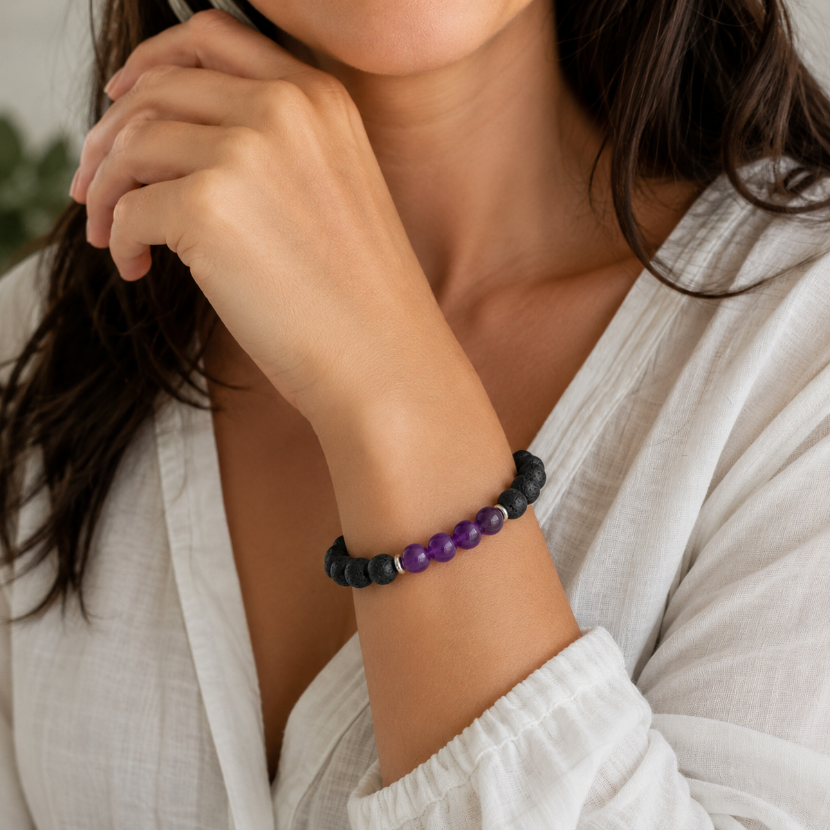 Amethyst Essential Oil Diffuser Bracelet-Happily Zen