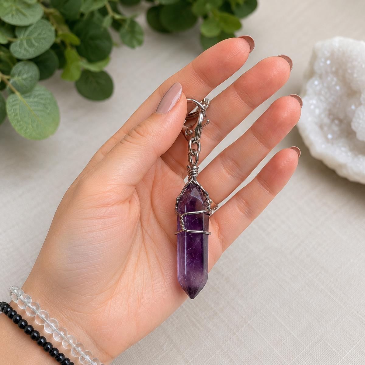 Amethyst Keychain-Happily Zen