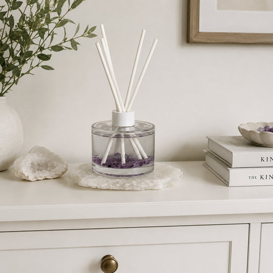 Amethyst and Clear Quartz Reed Diffuser-Happily Zen