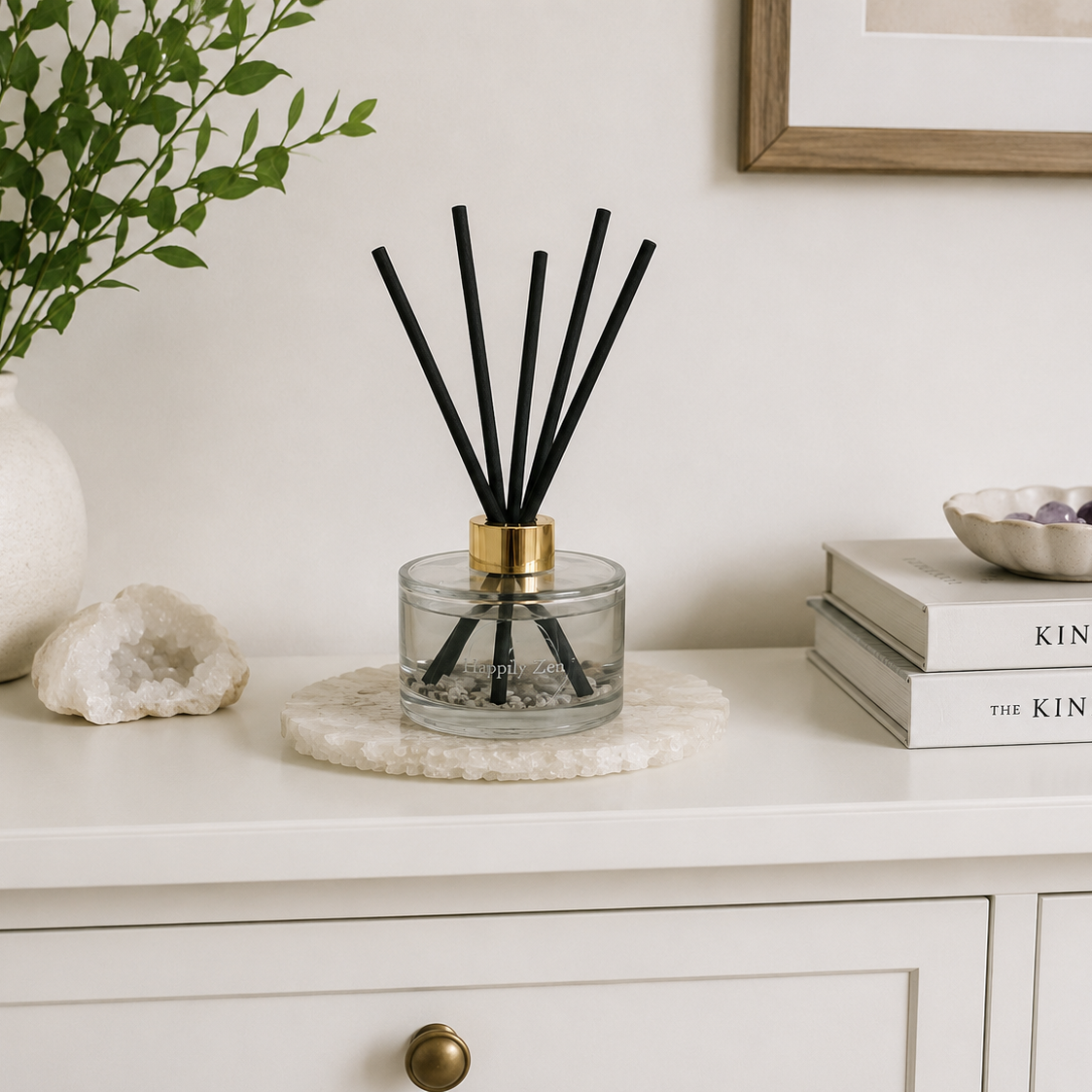 Black Tourmalinated Quartz Reed Diffuser-Happily Zen
