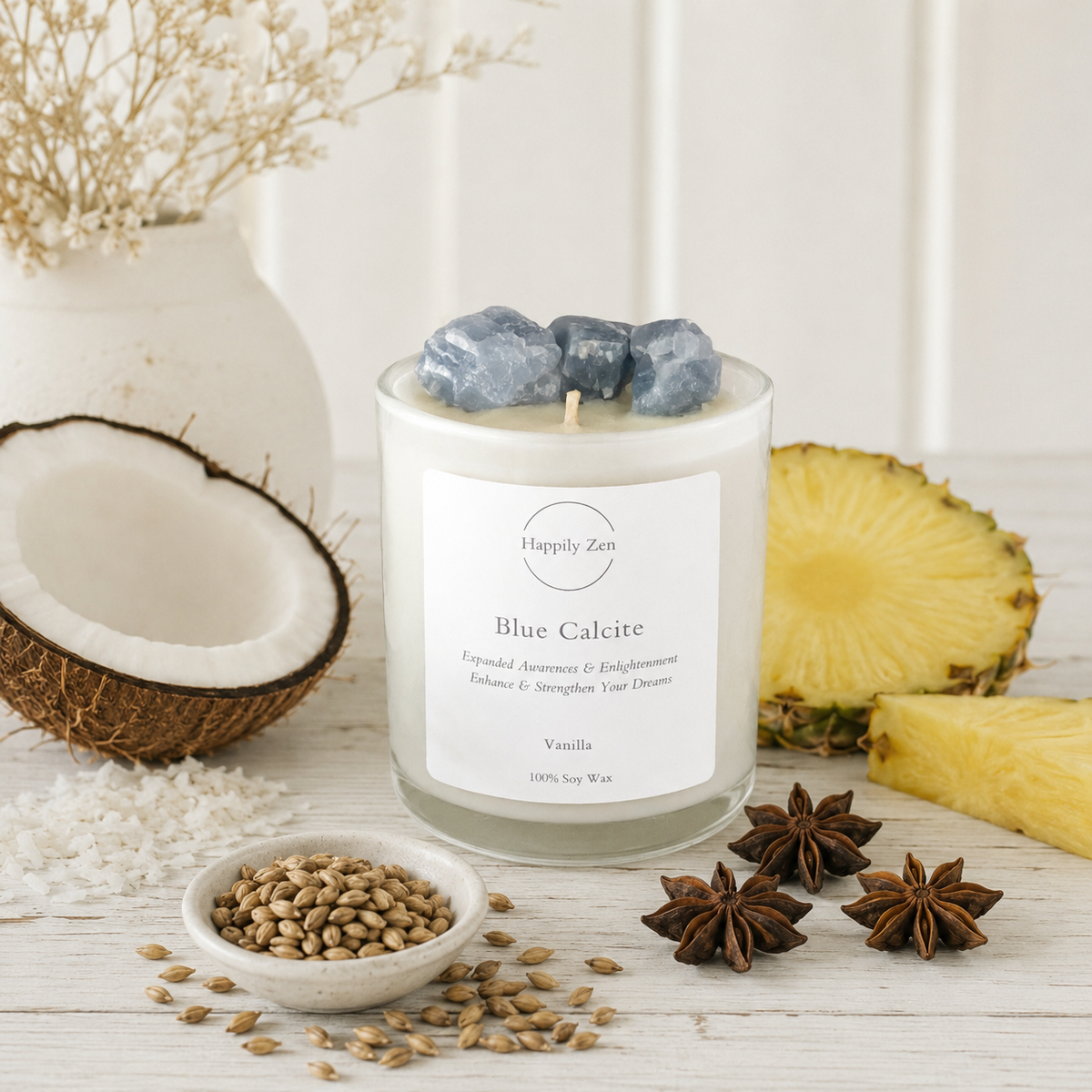 Blue Calcite - Vanilla-Happily Zen