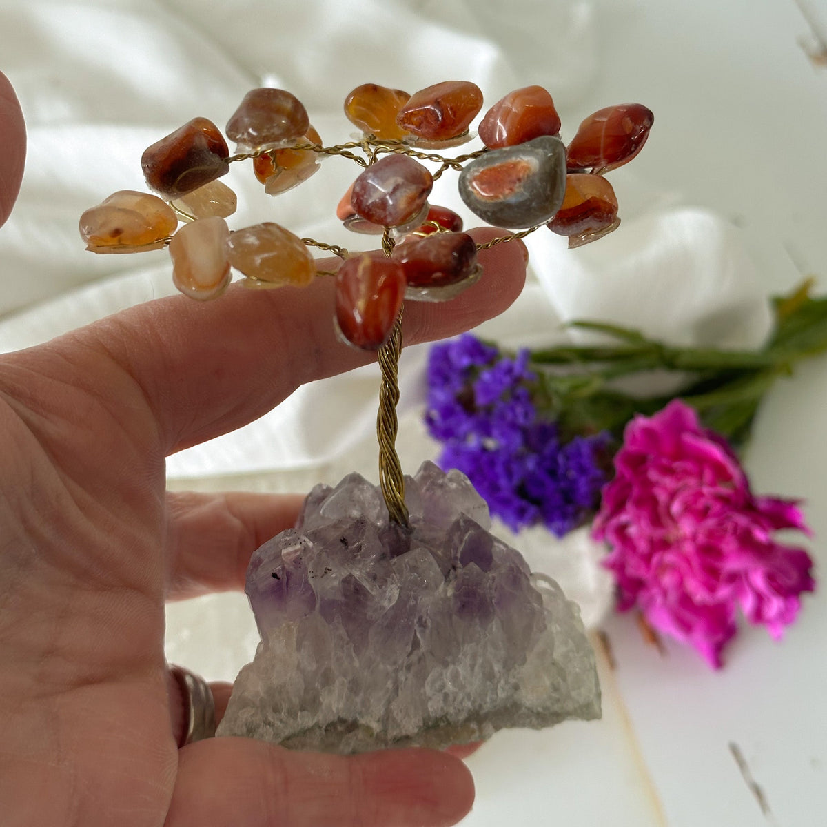 Carnelian Tree on Amethyst Base #751-Happily Zen