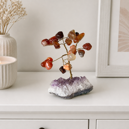 Carnelian Tree on Amethyst Base #753-Happily Zen