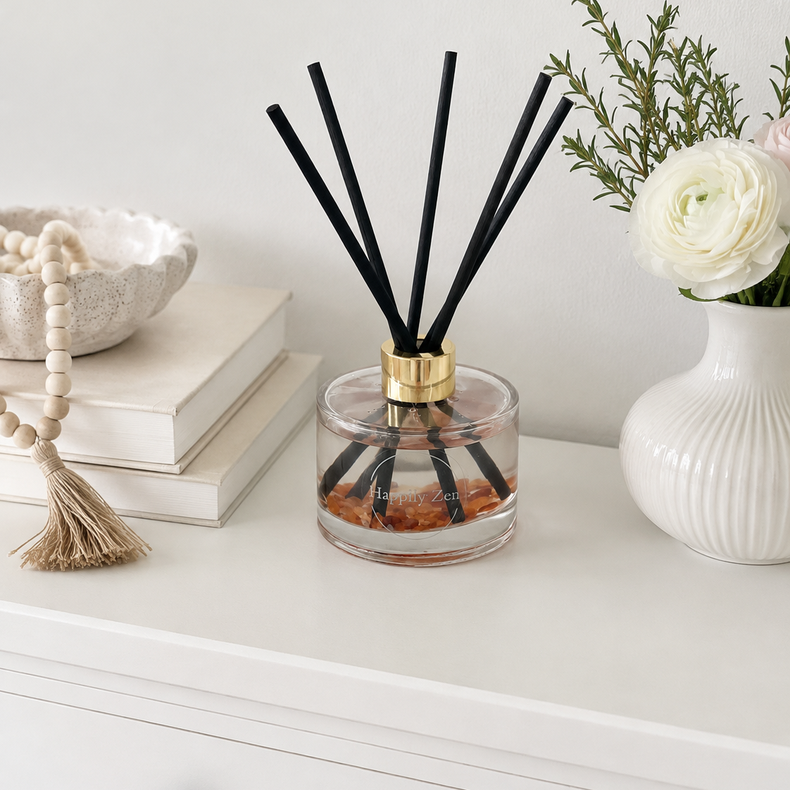 Carnelian and Clear Quartz Reed Diffuser-Happily Zen
