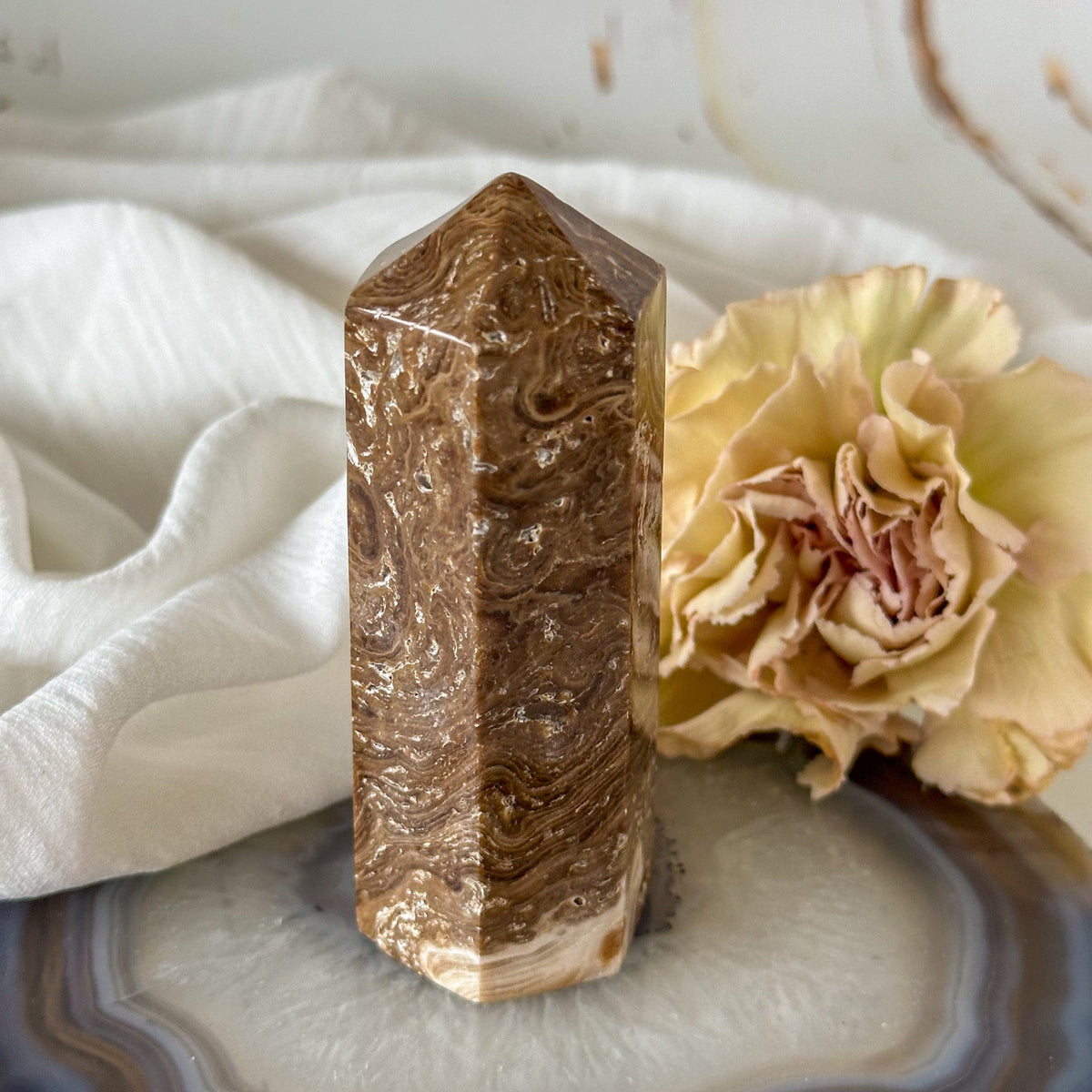 Chocolate Calcite Tower 782-Happily Zen