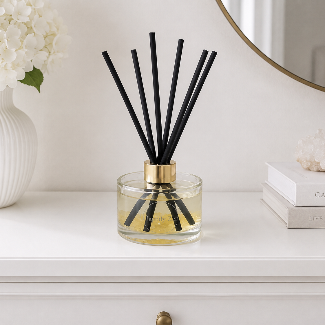 Citrine and Clear Quartz Reed Diffuser-Happily Zen