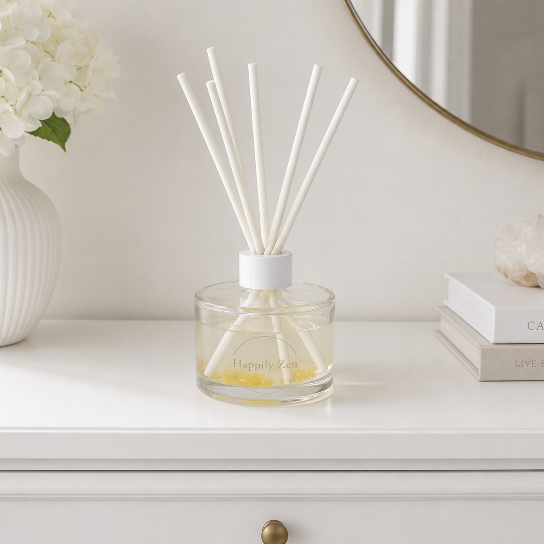 Citrine and Clear Quartz Reed Diffuser-Happily Zen