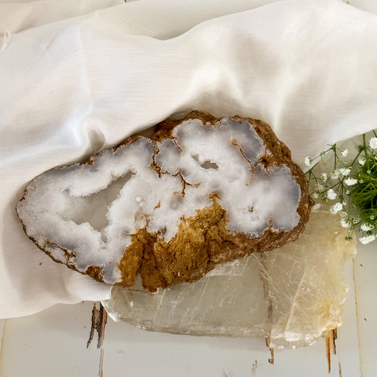 Clear Quartz Geode Slice #617-Happily Zen