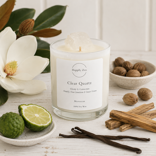 Clear Quartz - Moroccan Candle-Happily Zen