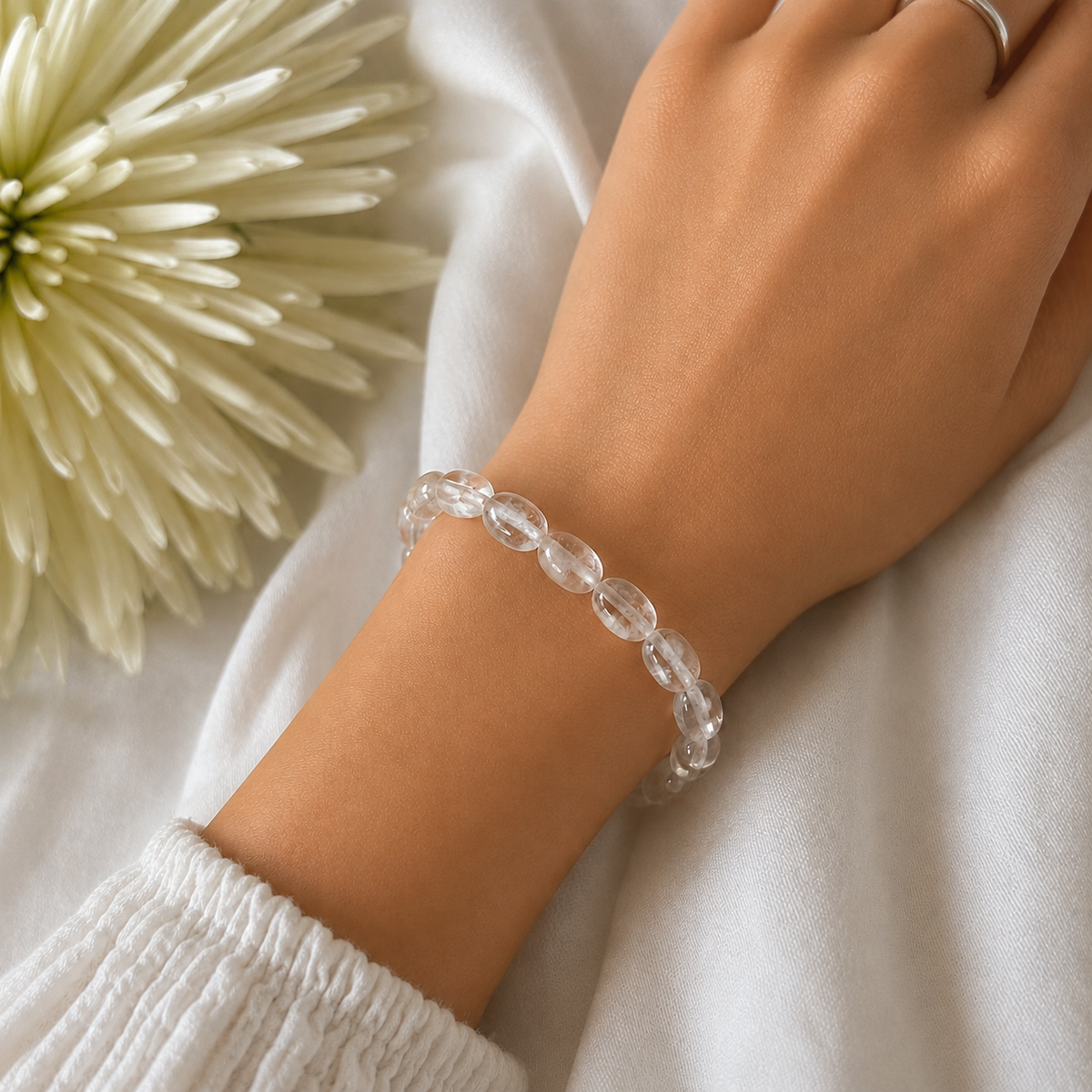 Clear Quartz Pebble Bracelet-Happily Zen